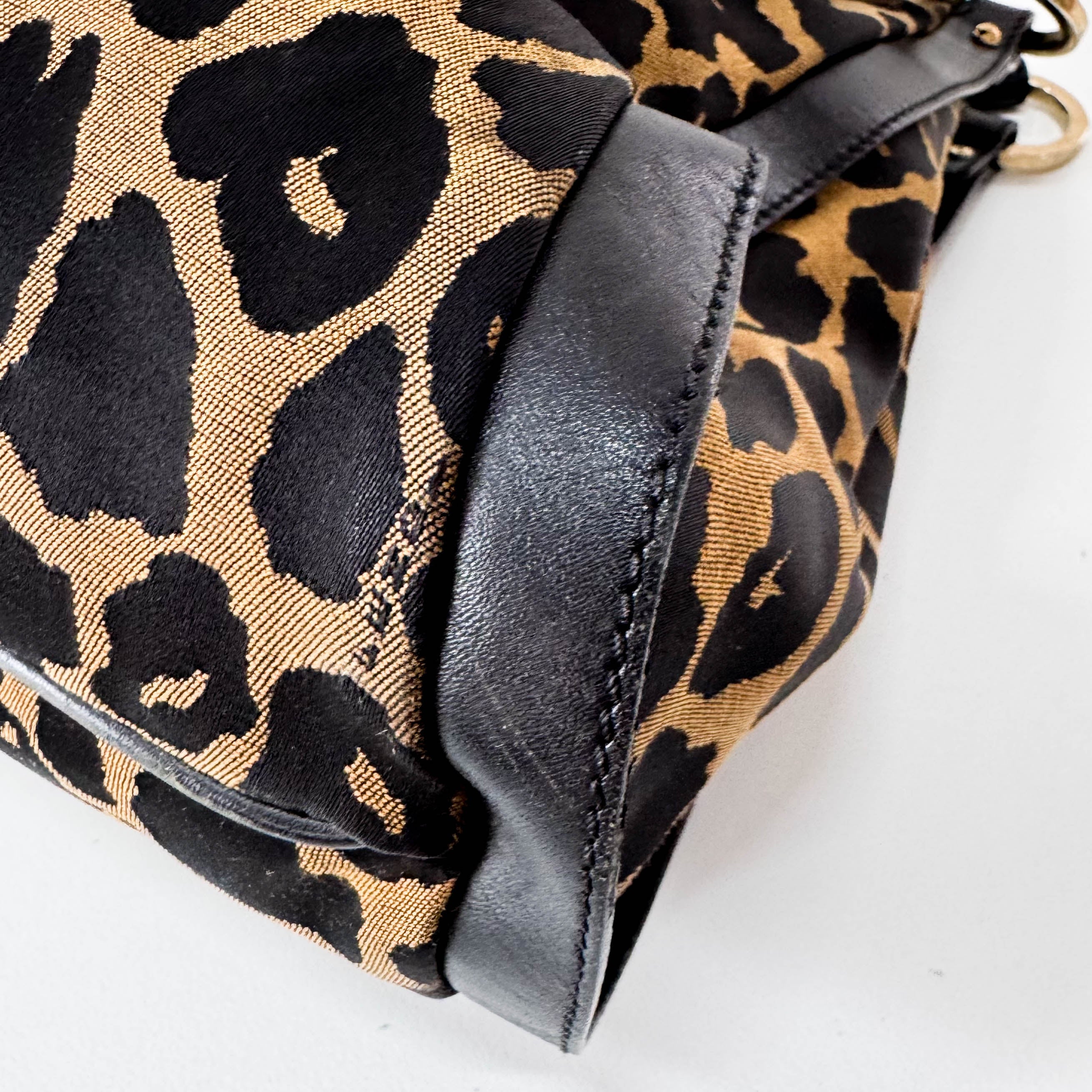 Leopard Print Canvas Shoulder Bag
