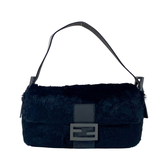 Baguette Black Fur Shoulder Bag