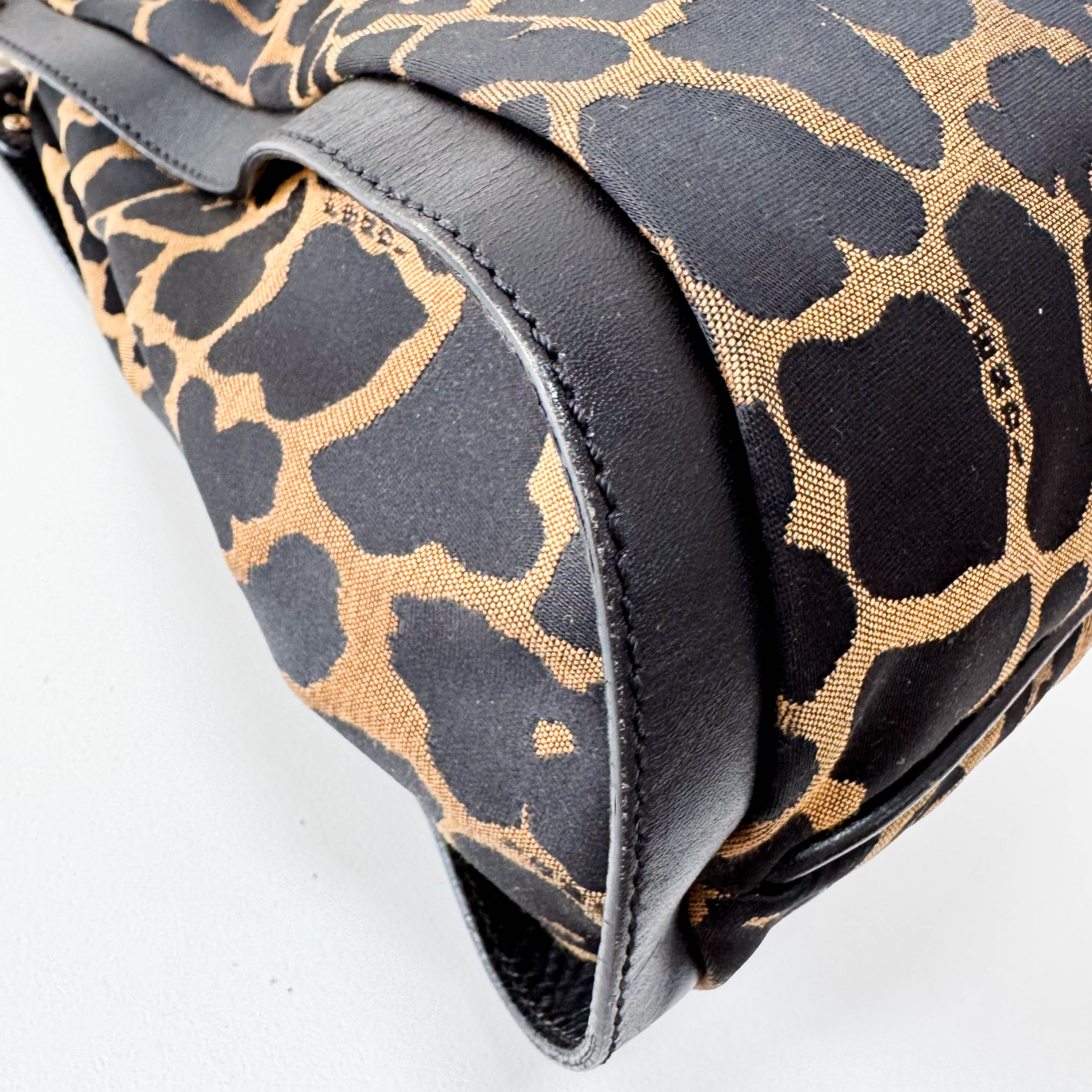 Leopard Print Canvas Shoulder Bag