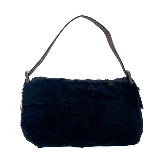 Baguette Black Fur Shoulder Bag