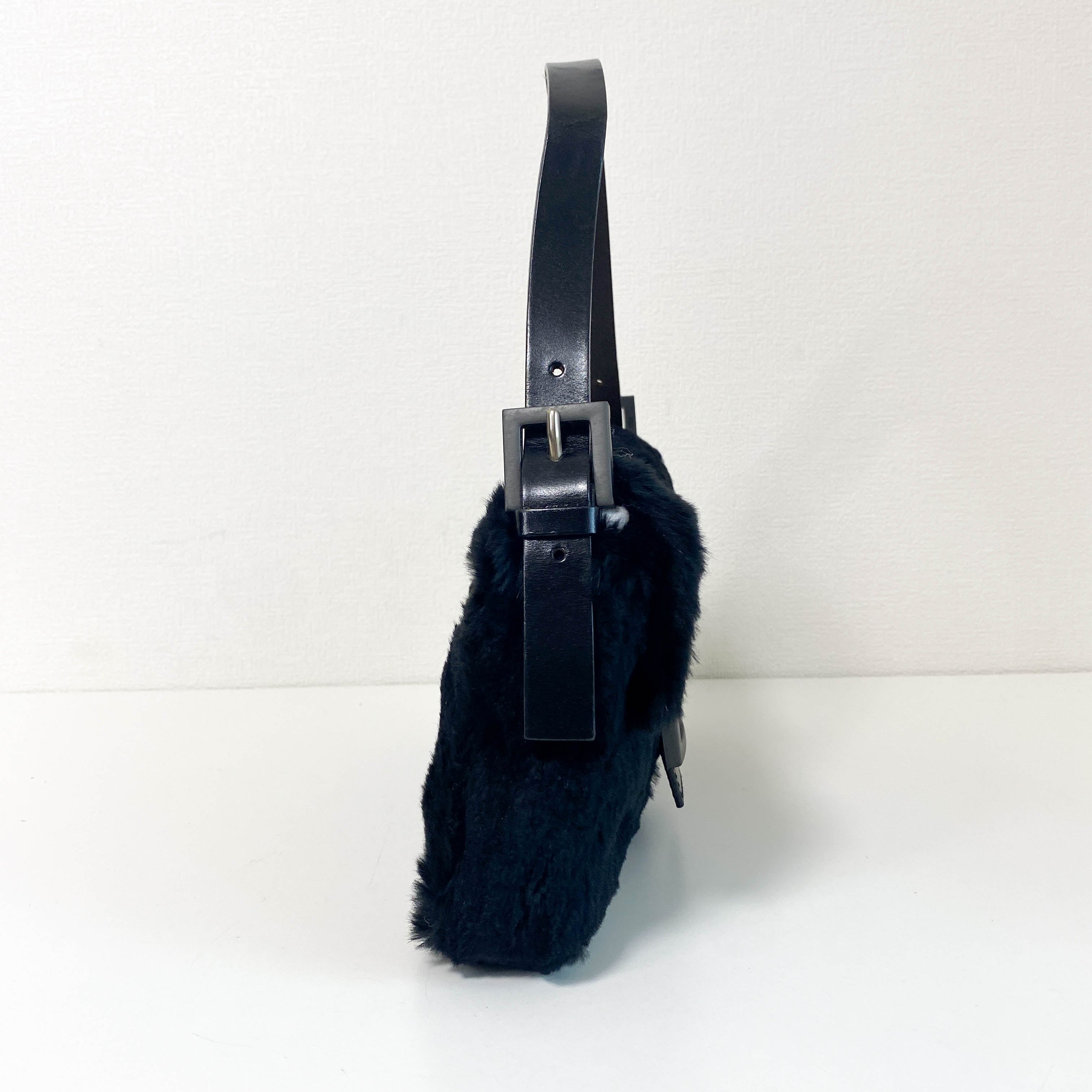 Baguette Black Fur Shoulder Bag