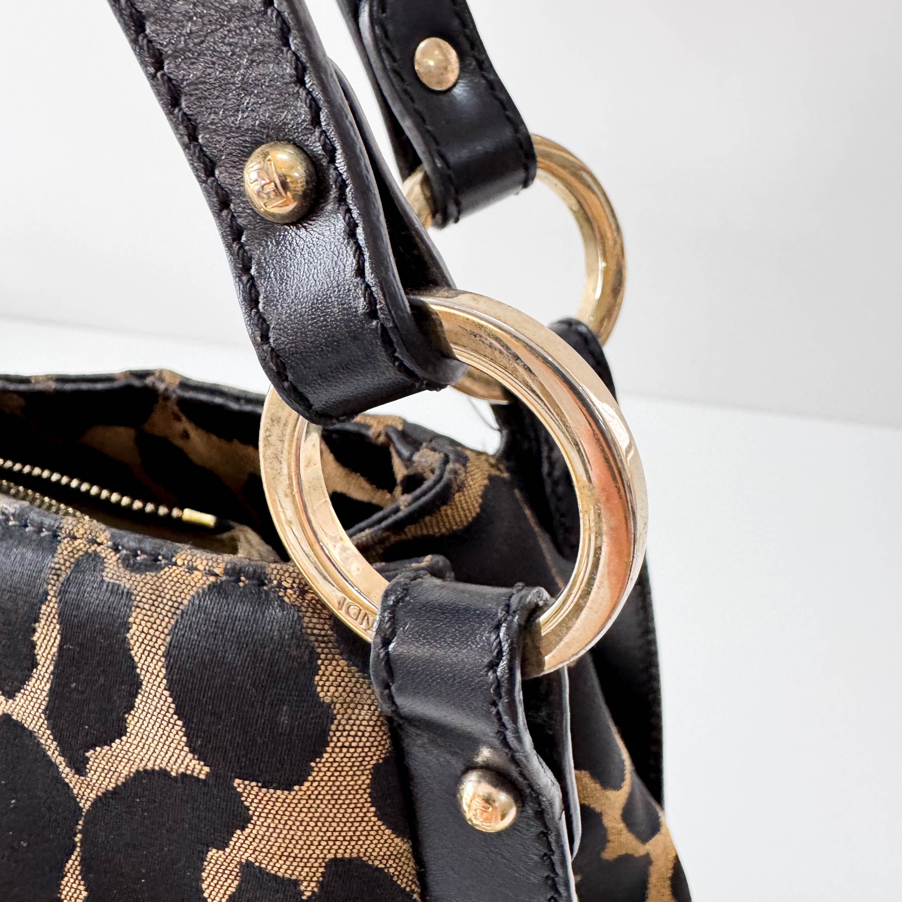 Leopard Print Canvas Shoulder Bag