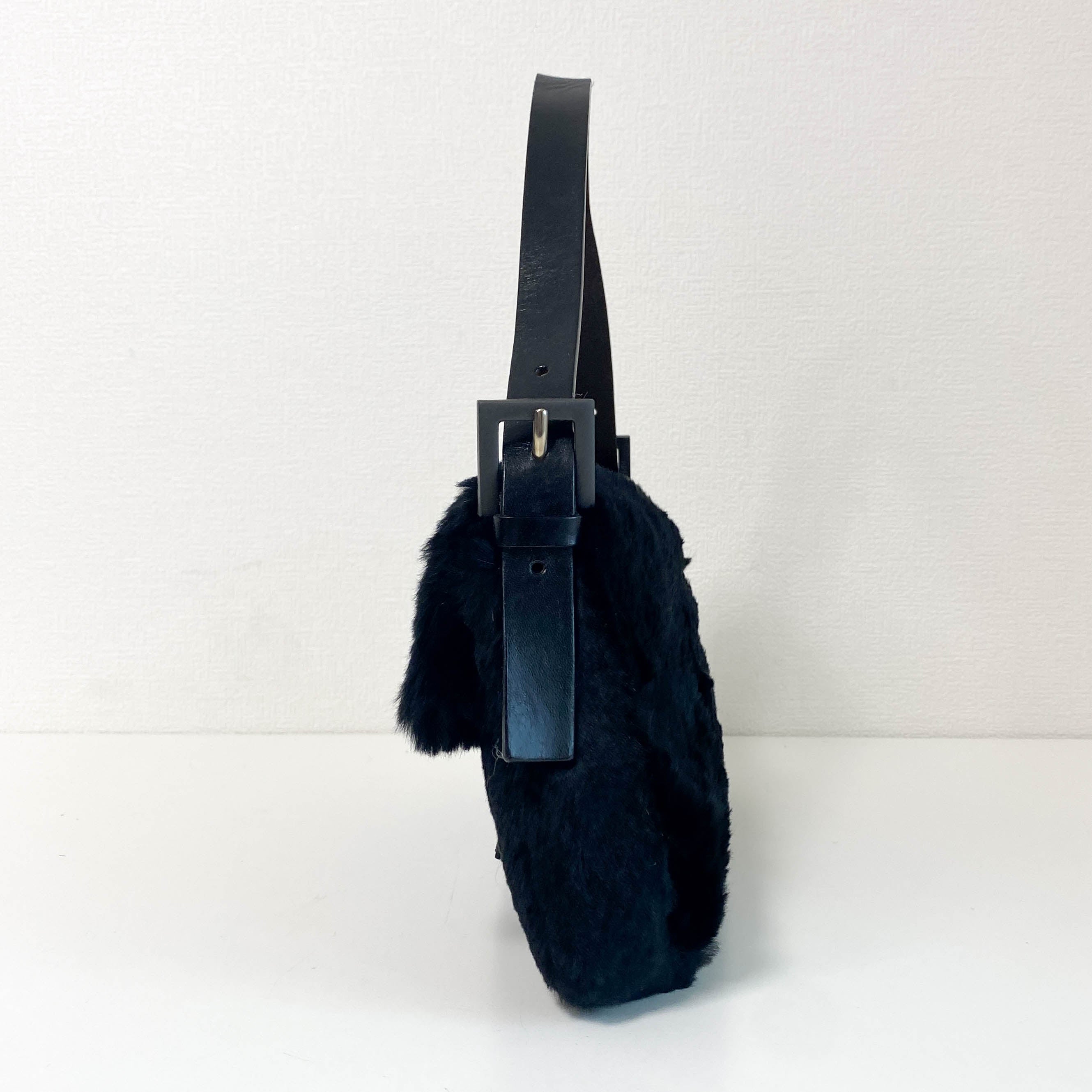 Baguette Black Fur Shoulder Bag