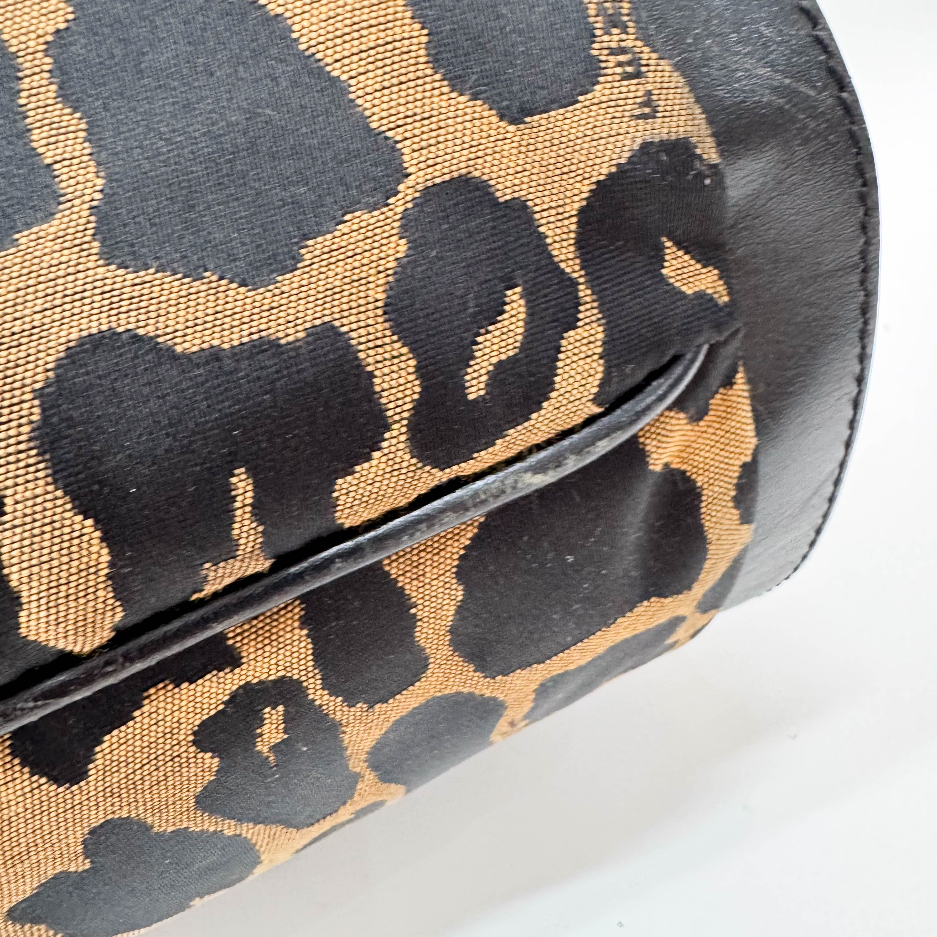 Leopard Print Canvas Shoulder Bag
