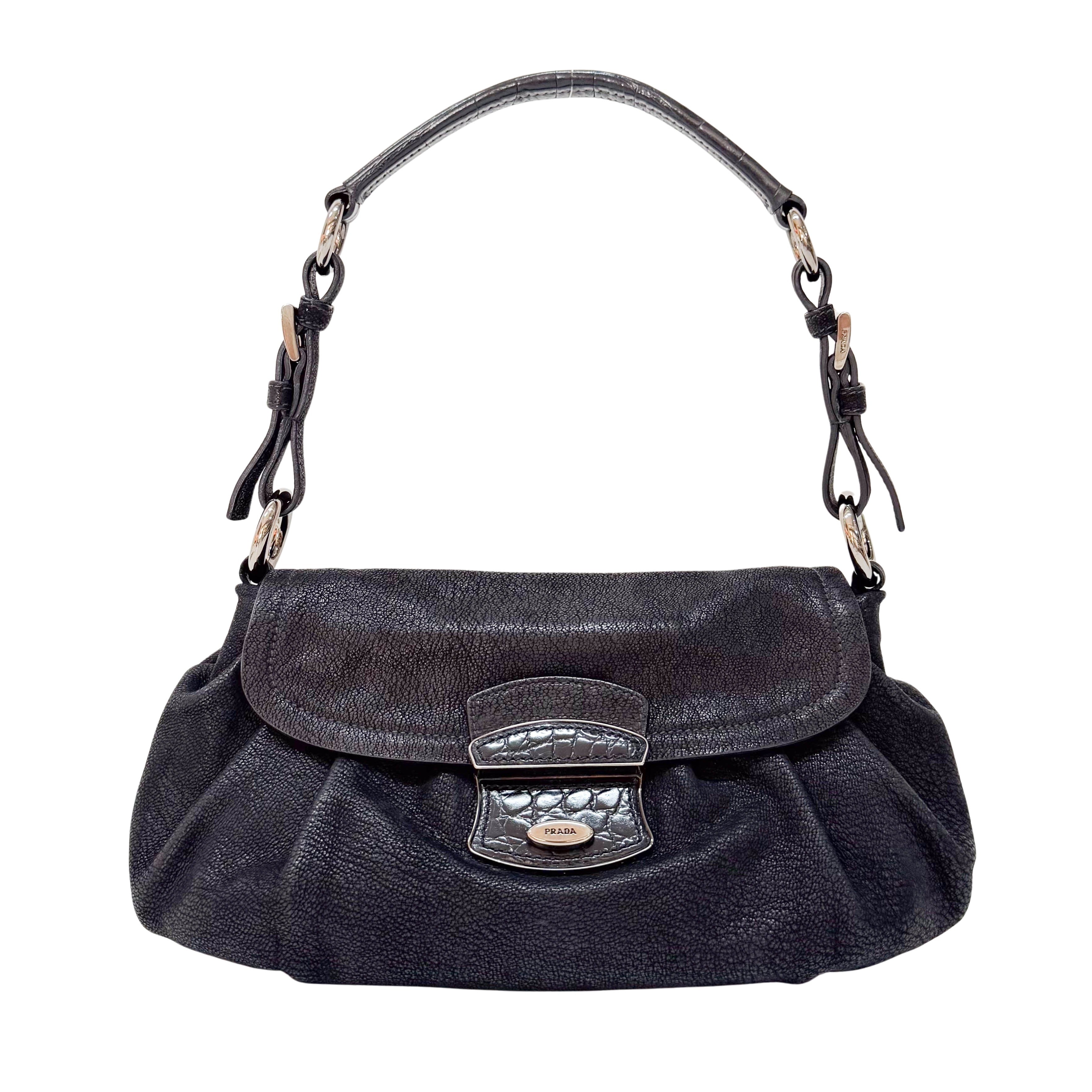 Vintage Black Leather Shoulder Bag