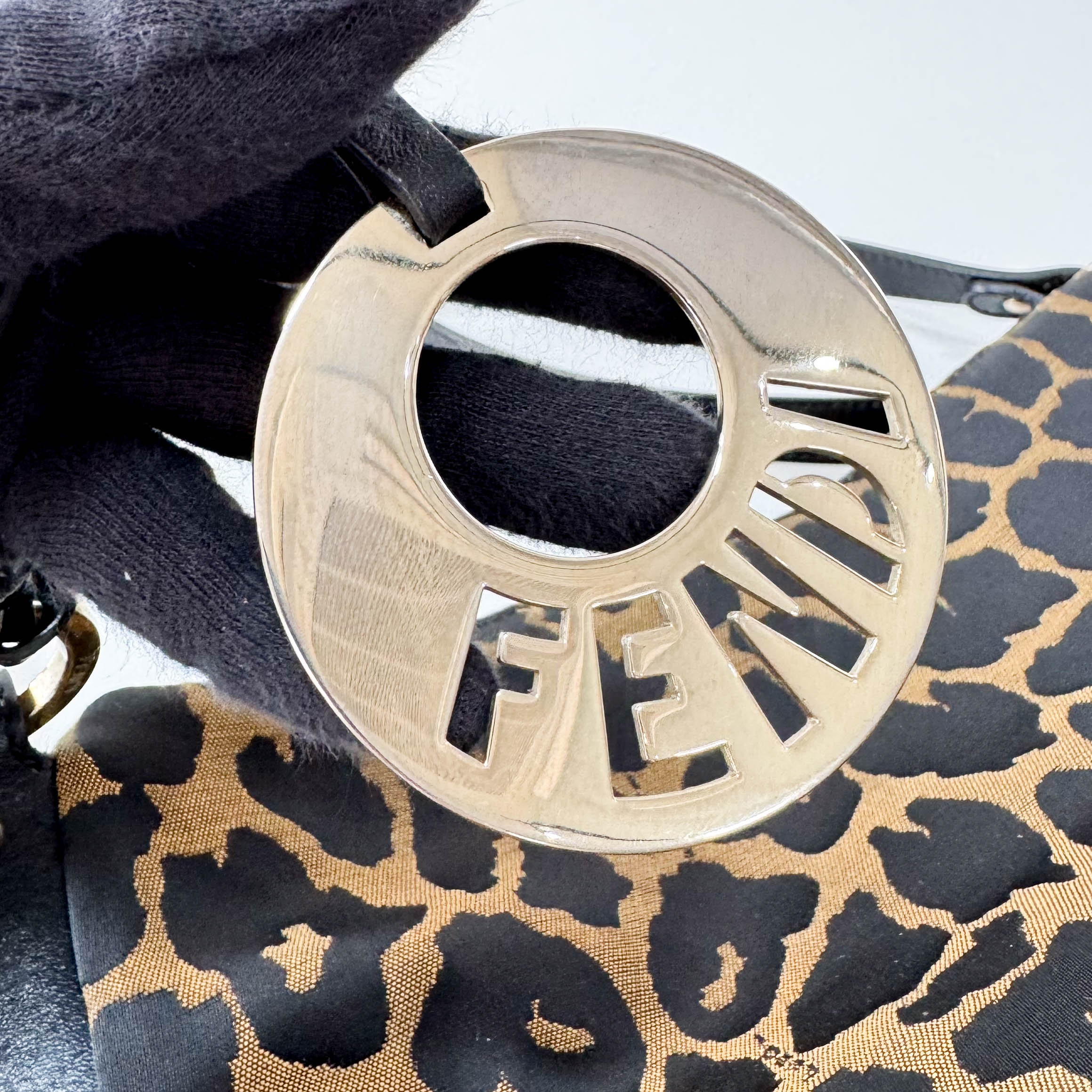 Leopard Print Canvas Shoulder Bag