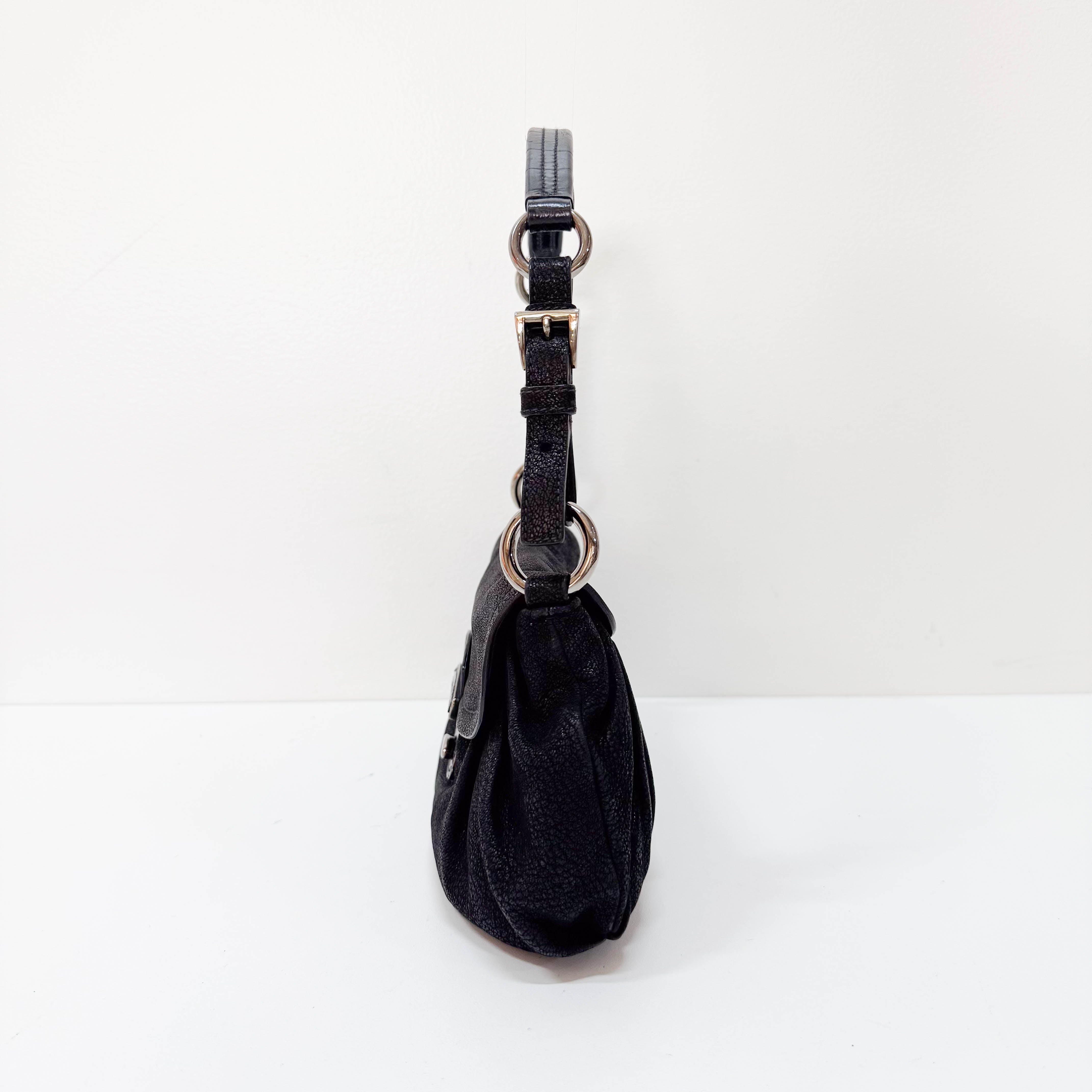 Vintage Black Leather Shoulder Bag