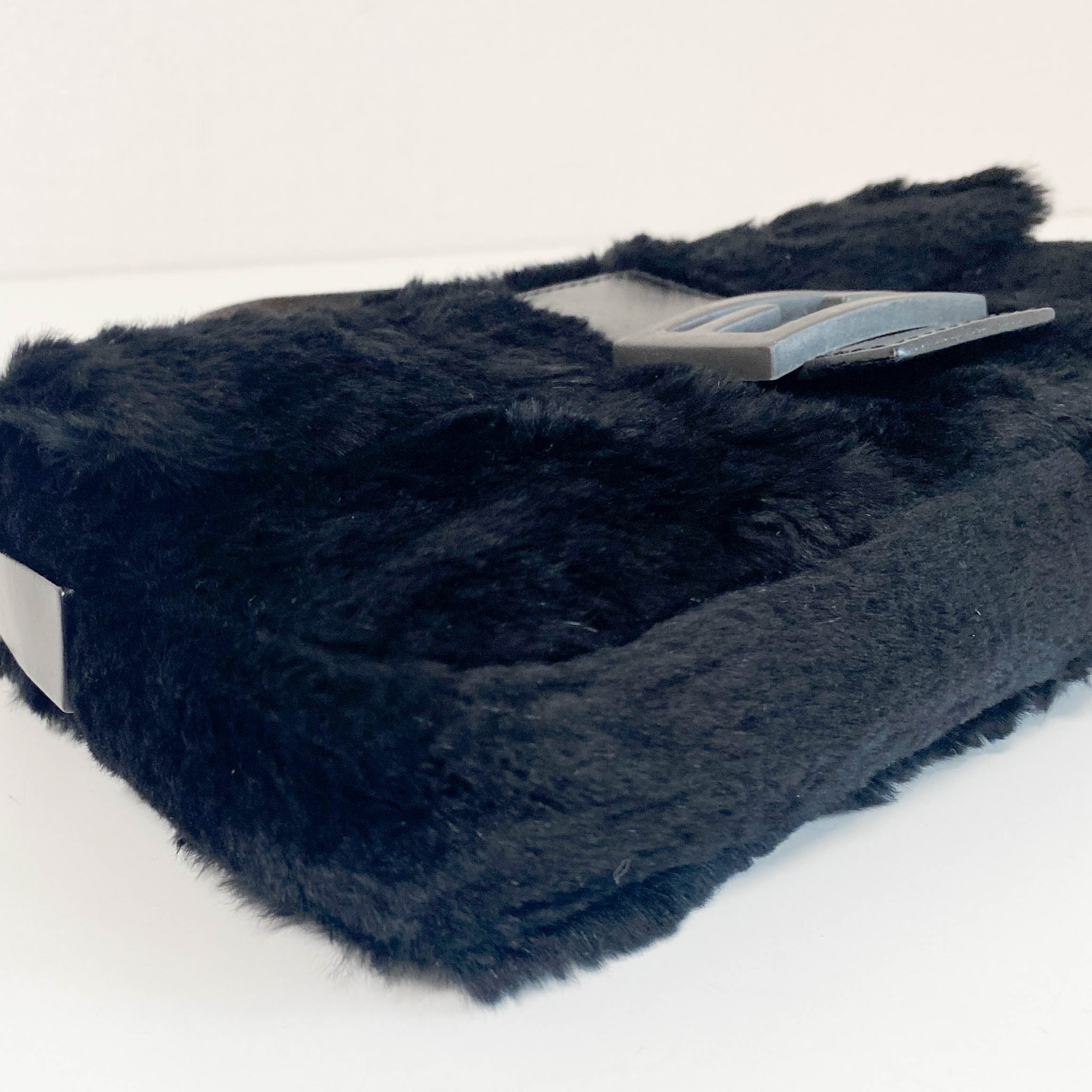 Baguette Black Fur Shoulder Bag