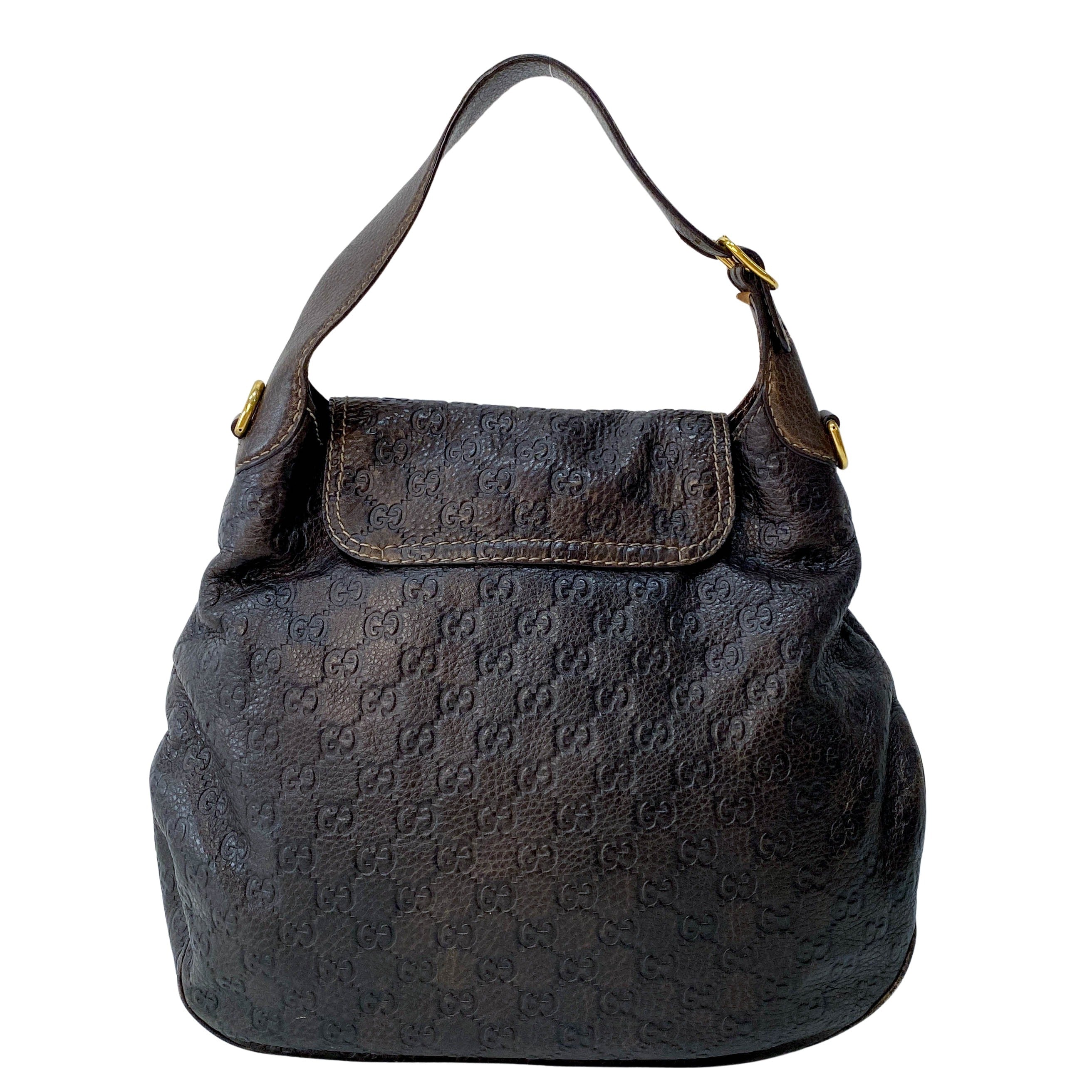 Horsebit Brown GG Canvas Leather Shoulder Bag