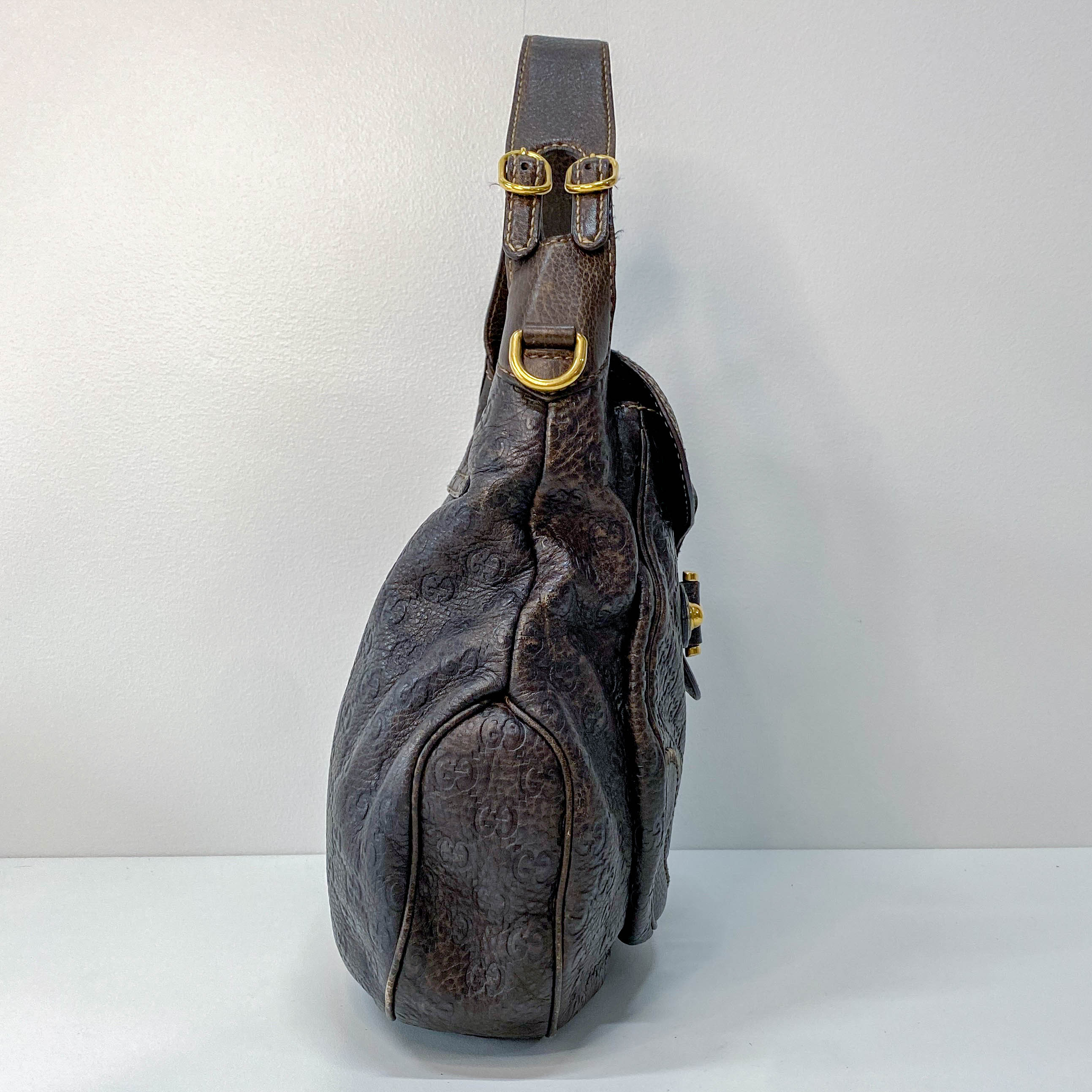 Horsebit Brown GG Canvas Leather Shoulder Bag