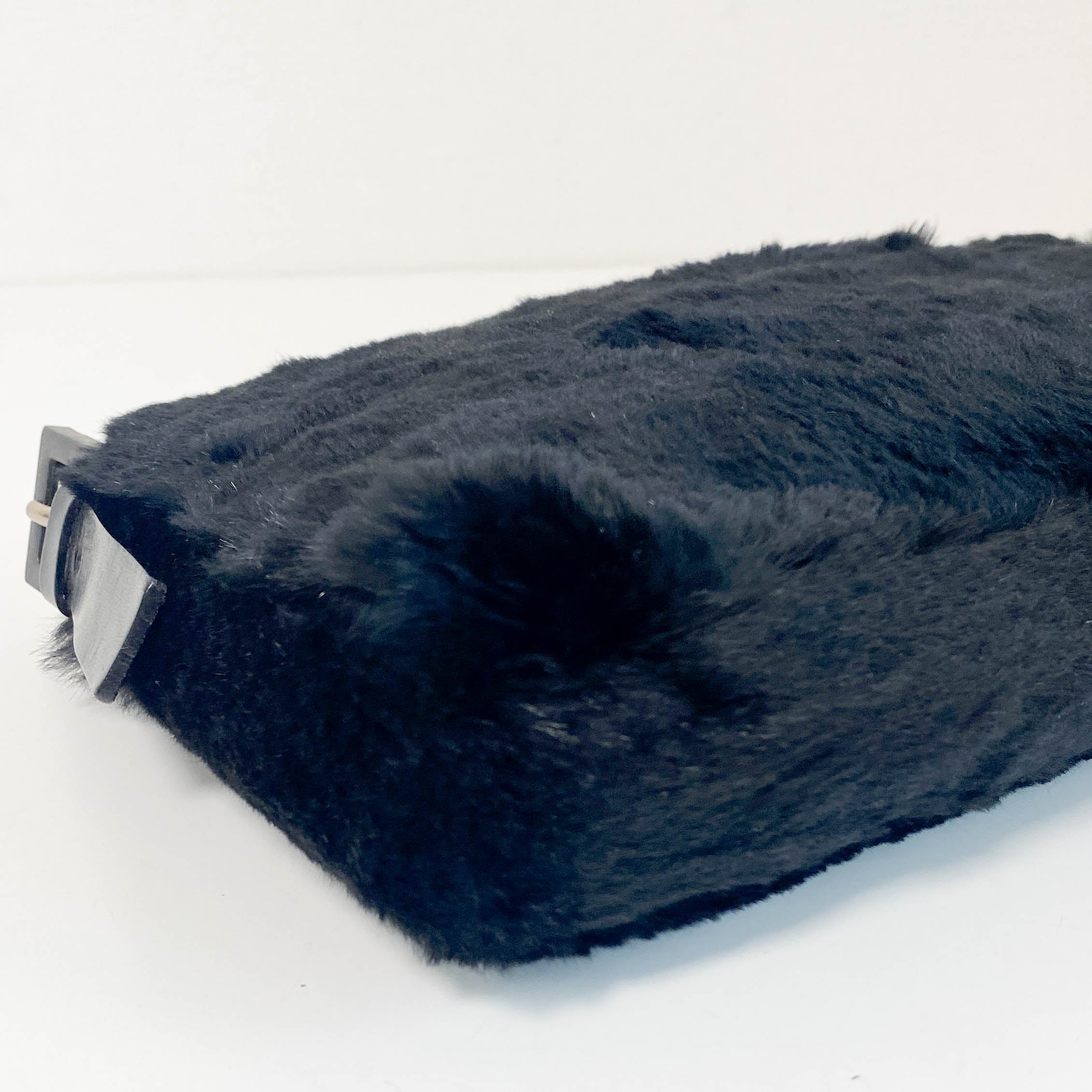 Baguette Black Fur Shoulder Bag