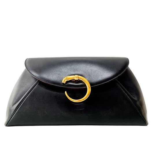 Panthère Clutch Black Leather Bag