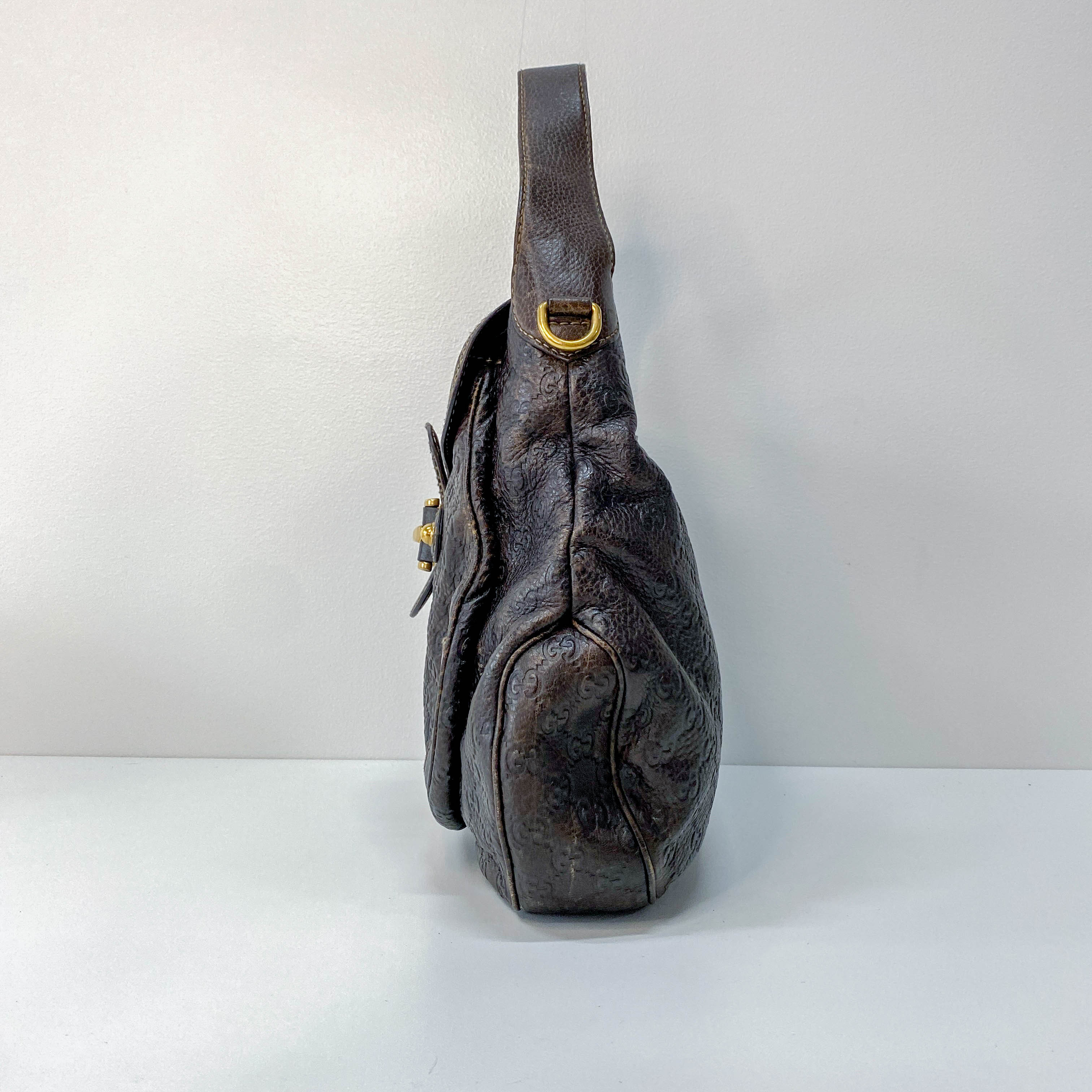 Horsebit Brown GG Canvas Leather Shoulder Bag