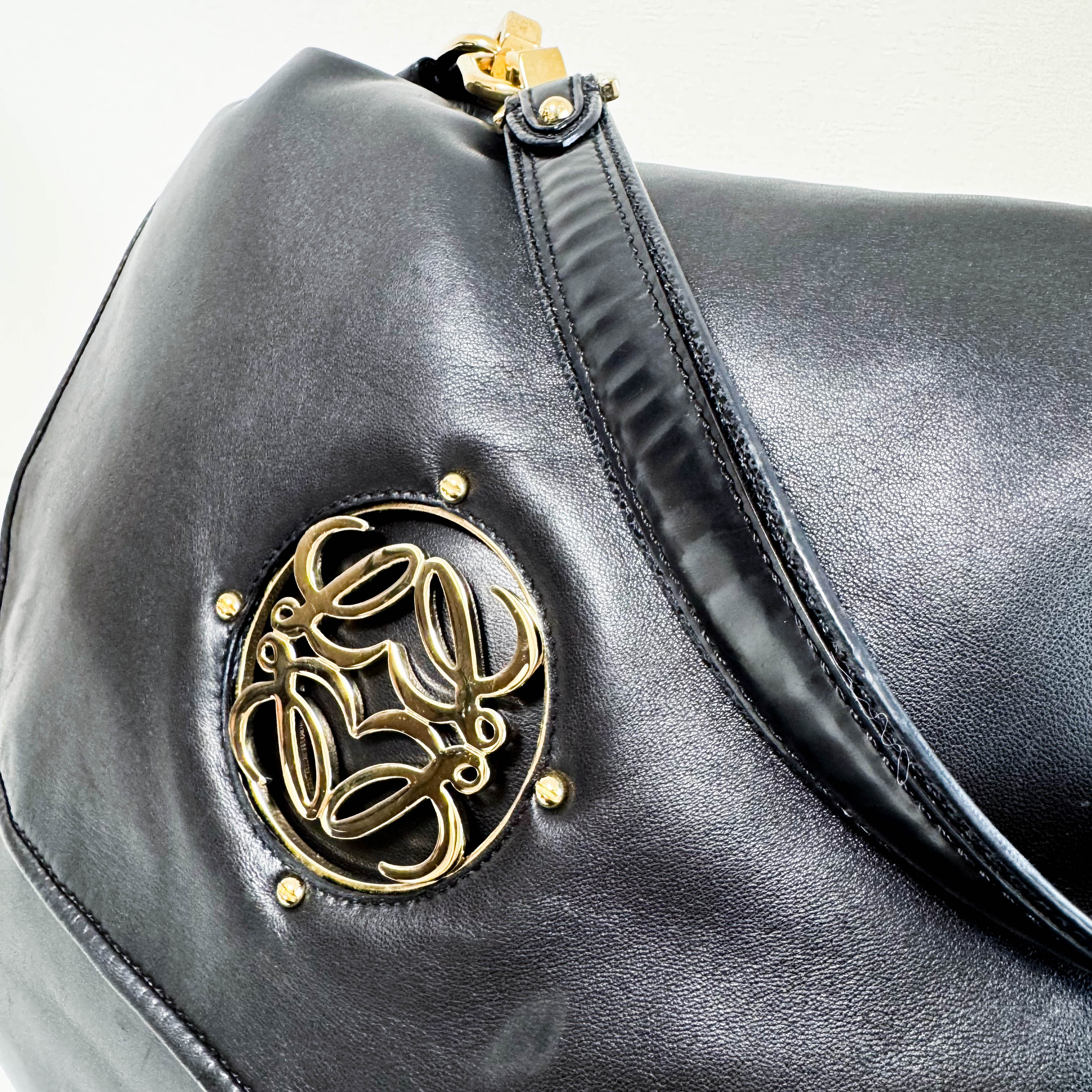 Loewe Anagram Crossbody Bag Black Leather