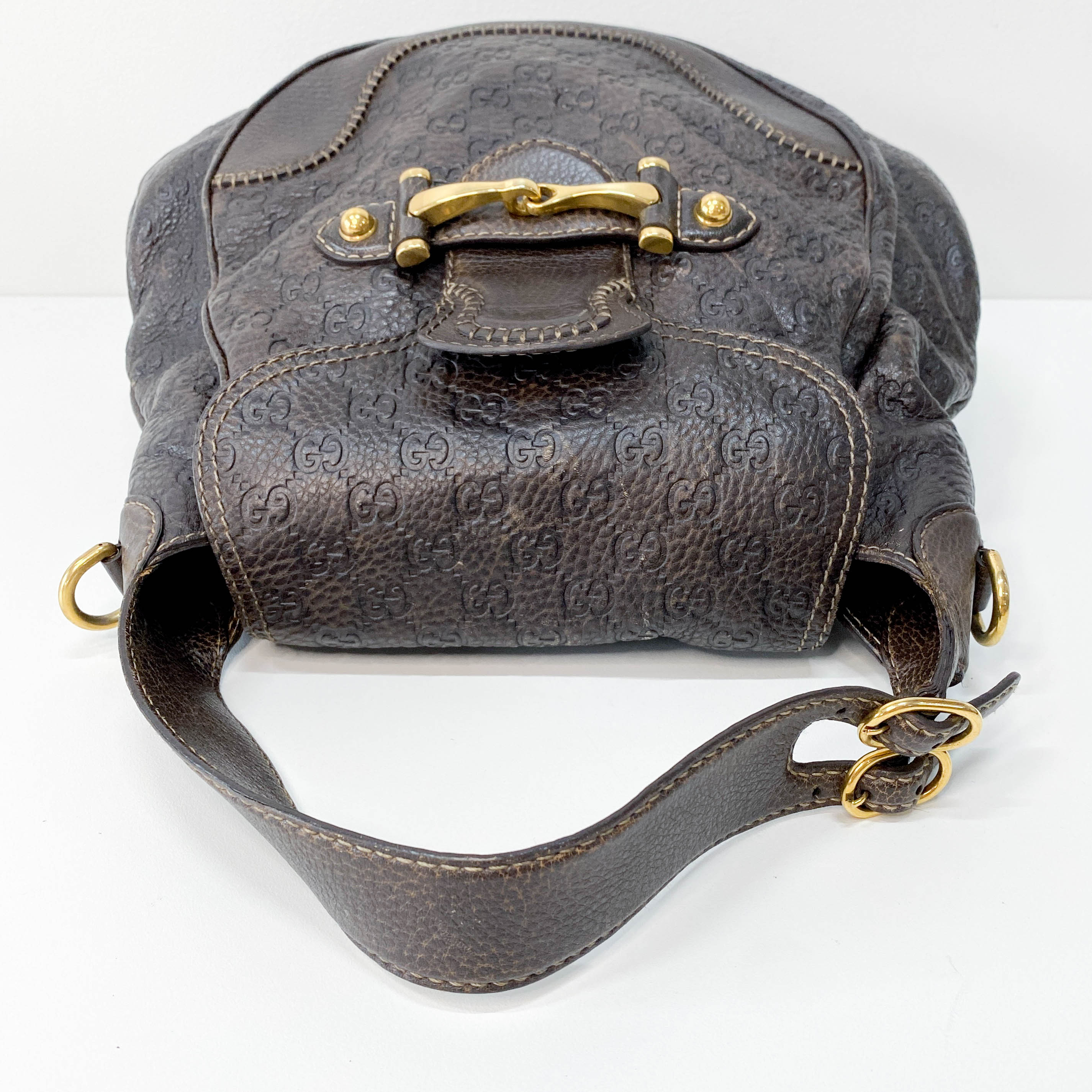 Horsebit Brown GG Canvas Leather Shoulder Bag