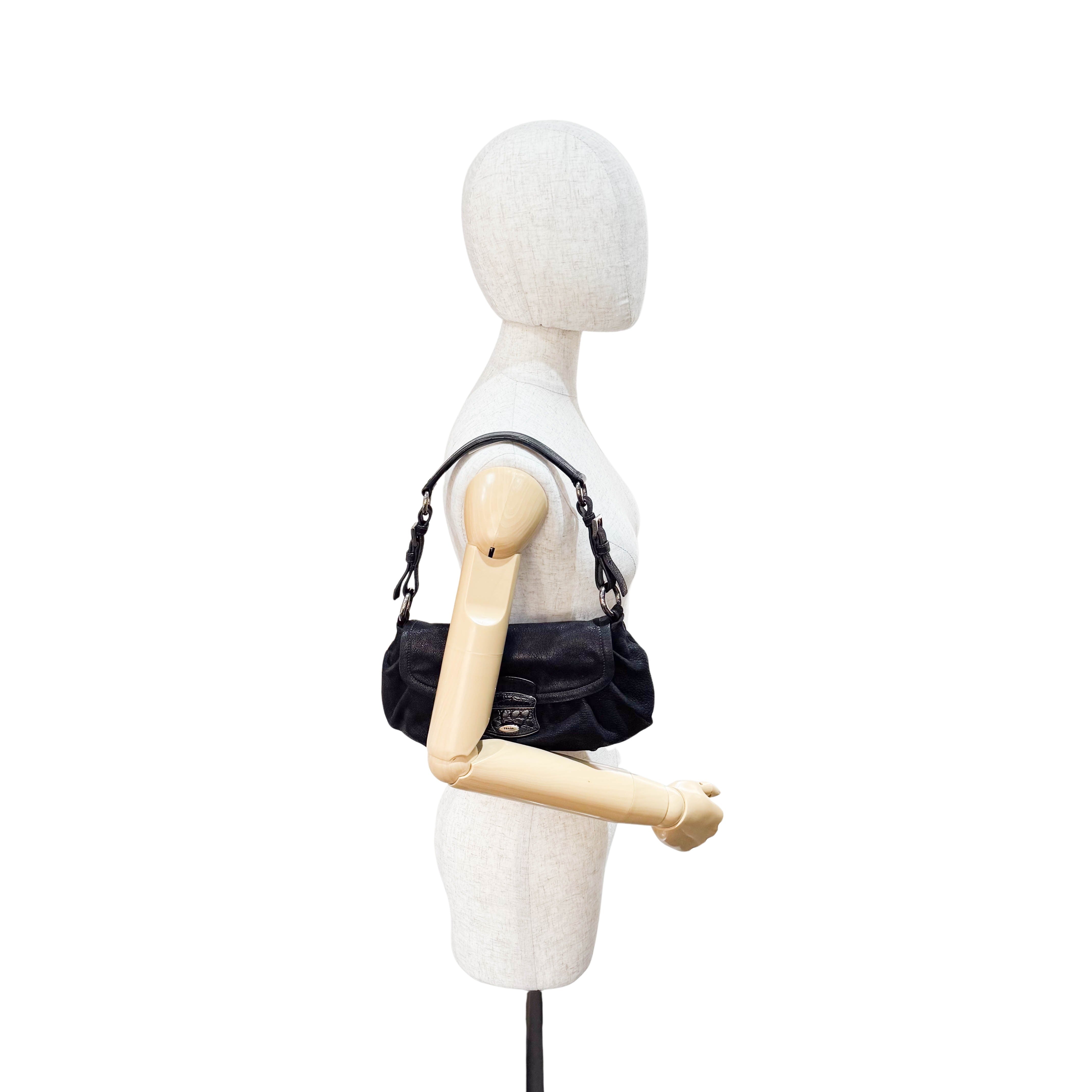 Vintage Black Leather Shoulder Bag