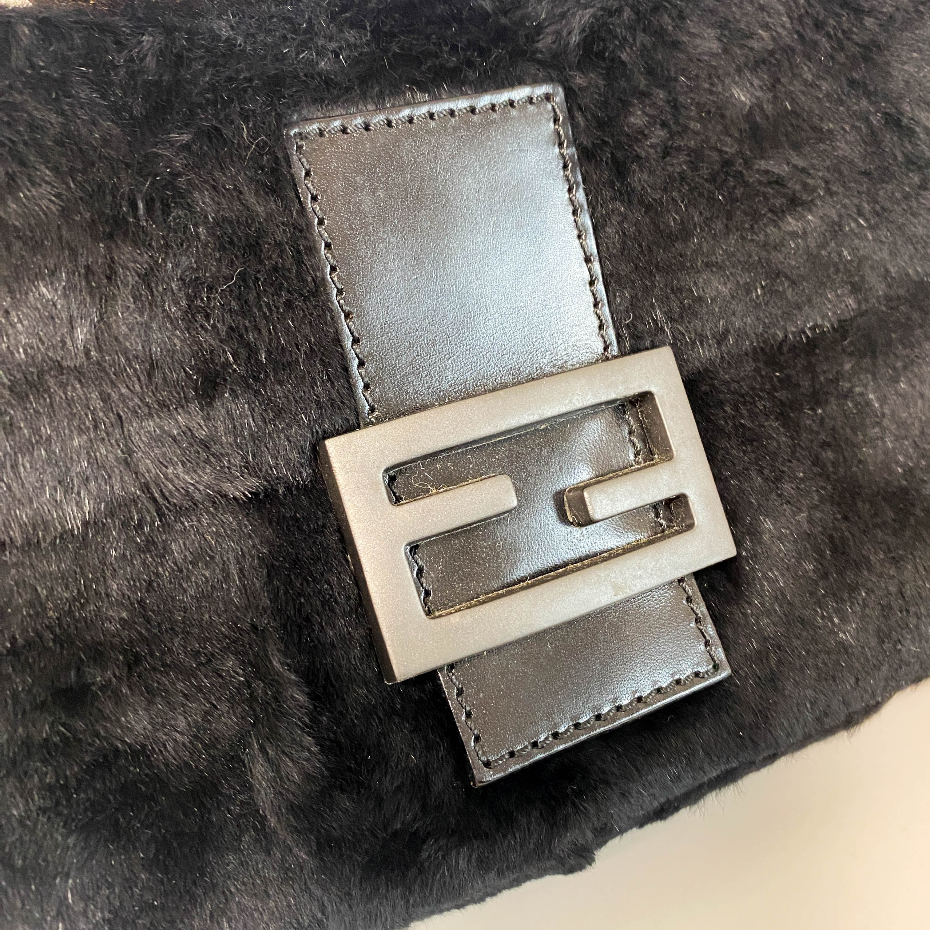 Baguette Black Fur Shoulder Bag