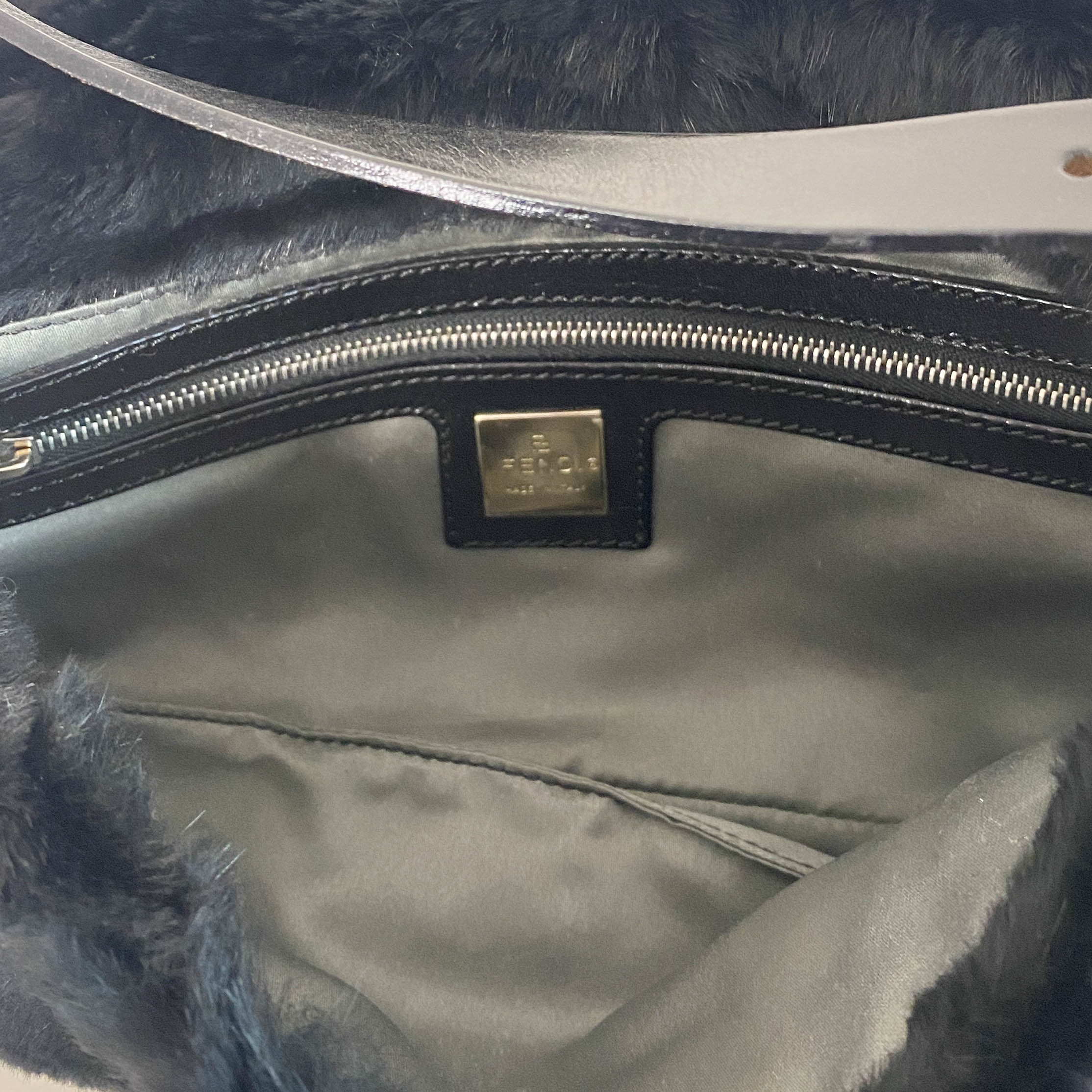 Baguette Black Fur Shoulder Bag