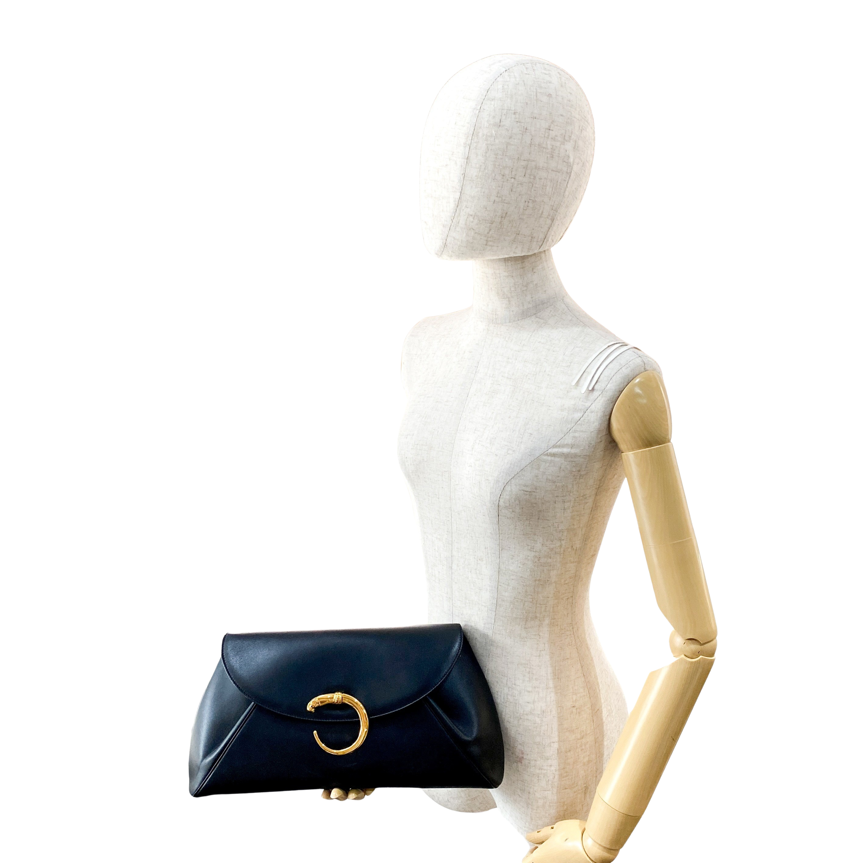Panthère Clutch Black Leather Bag
