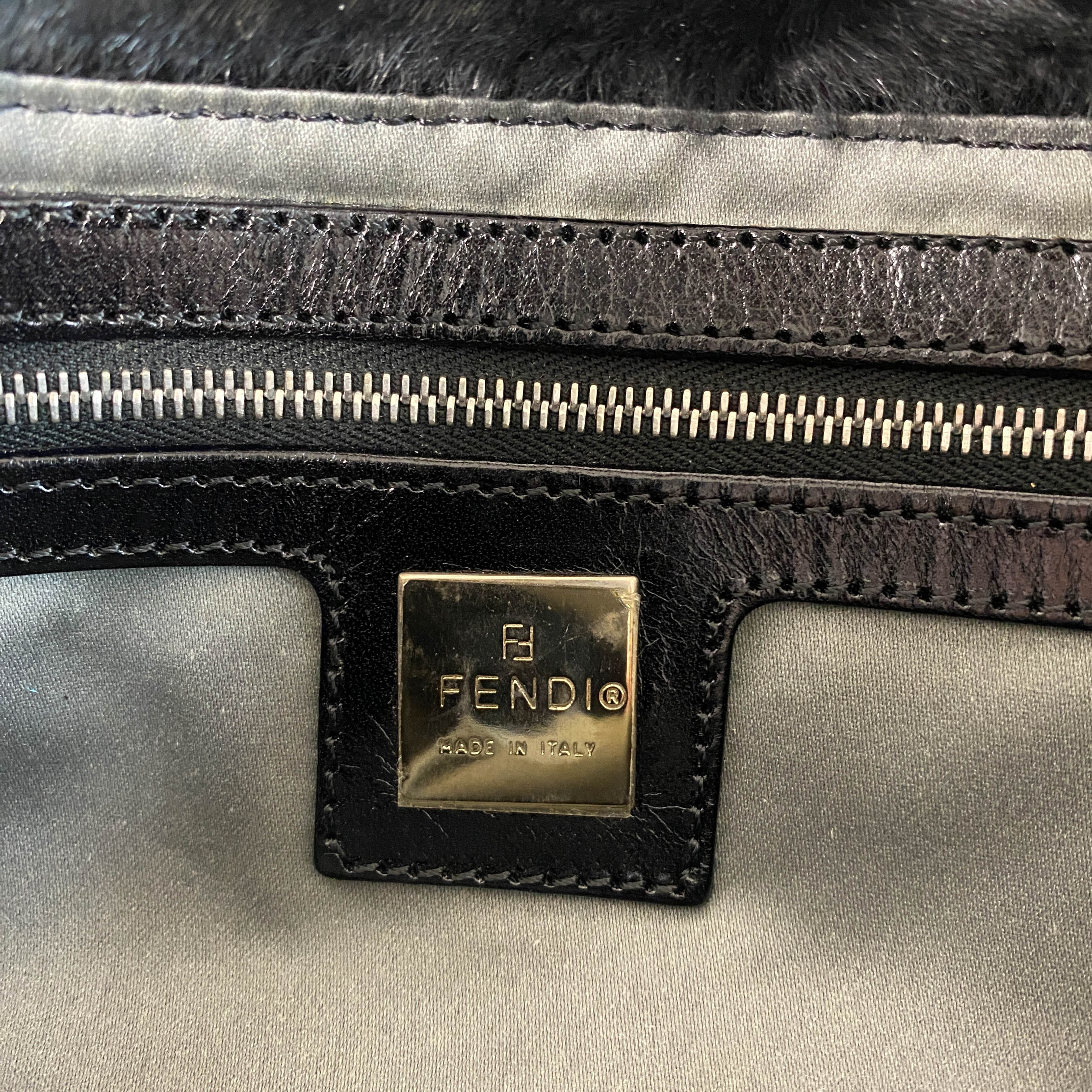 Baguette Black Fur Shoulder Bag