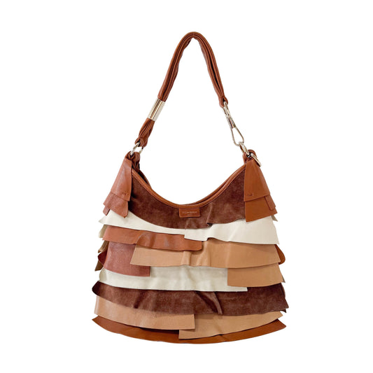 Vintage Brown Mix Leather Shoulder Bag