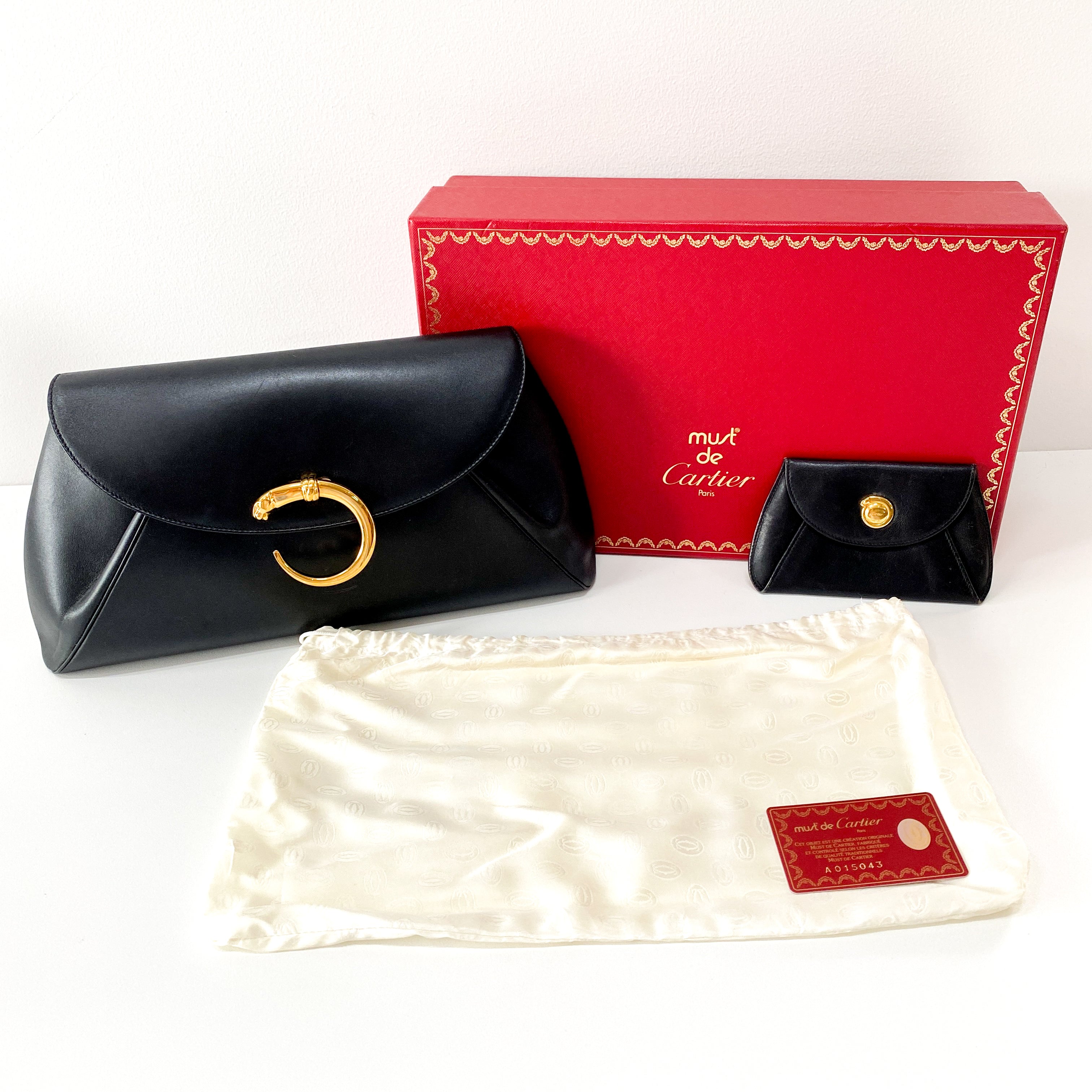 Panthère Clutch Black Leather Bag