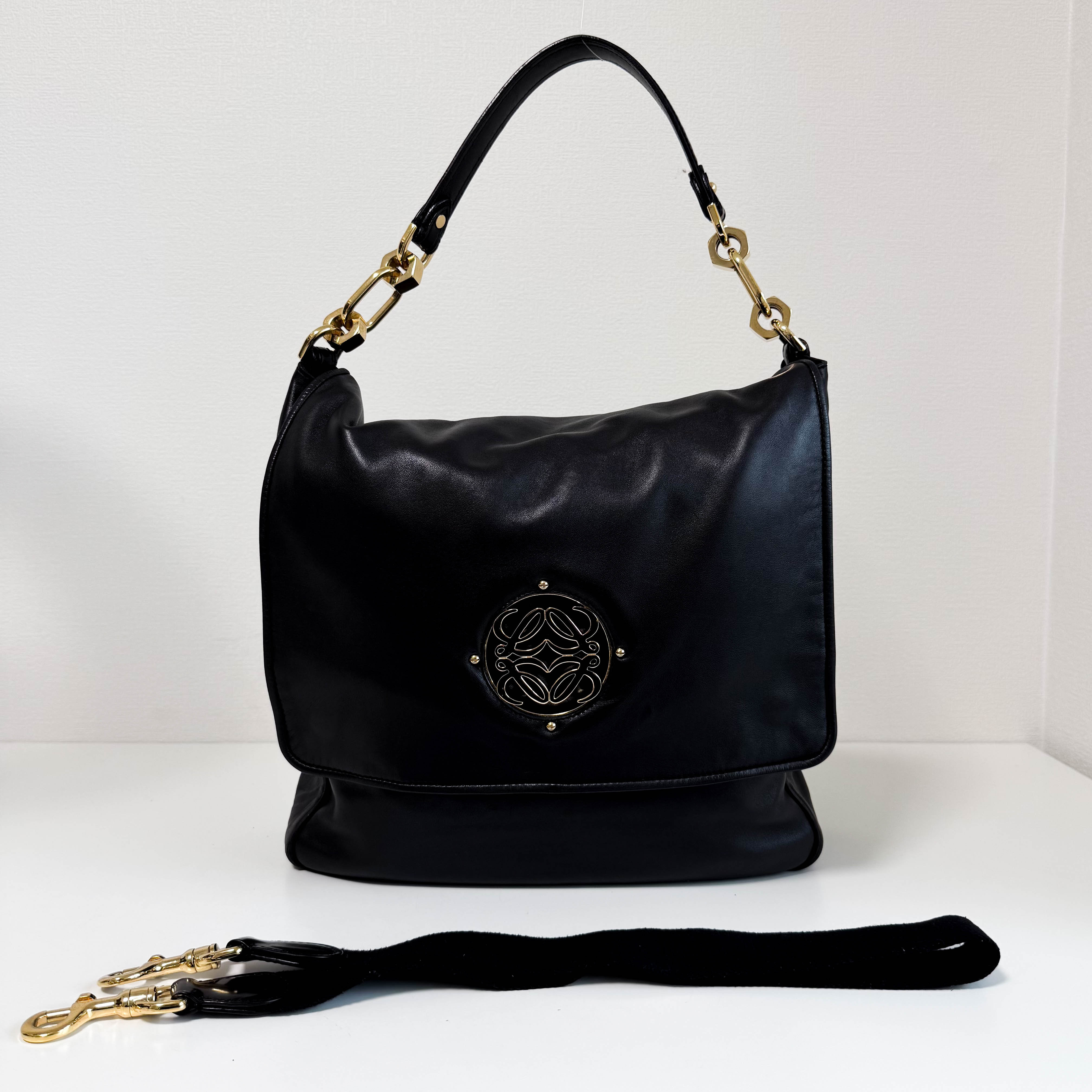 Loewe Anagram Crossbody Bag Black Leather