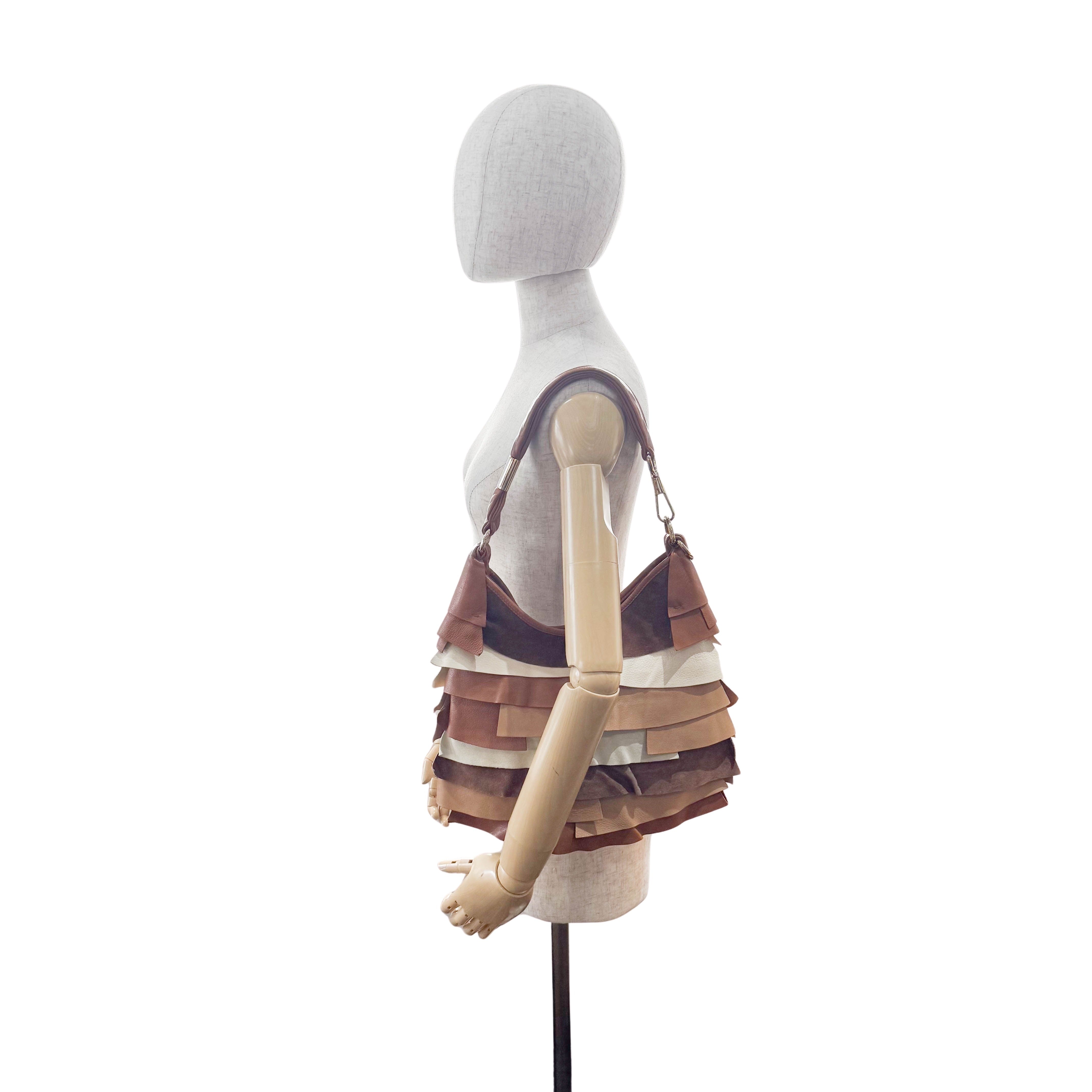 Vintage Brown Mix Leather Shoulder Bag