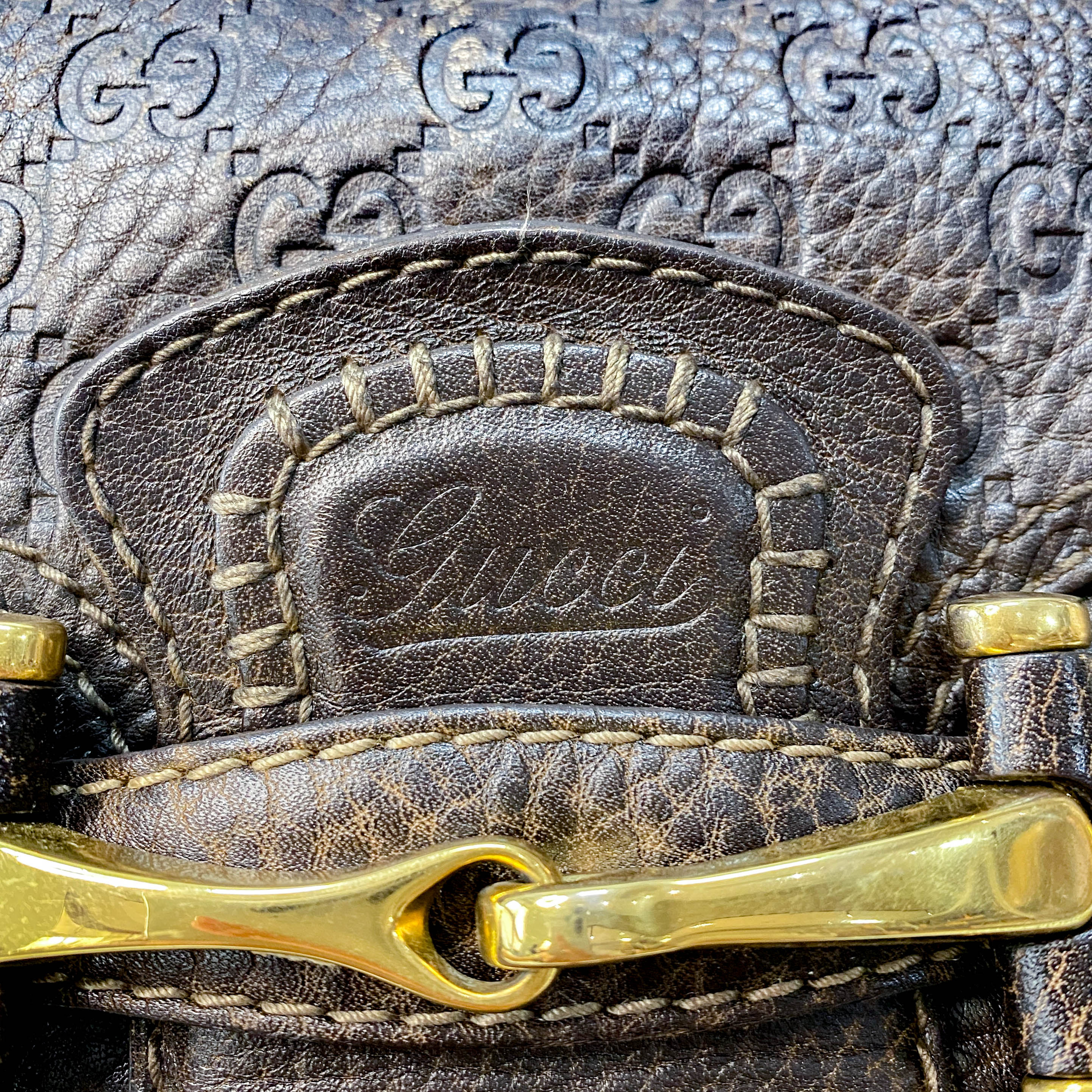 Horsebit Brown GG Canvas Leather Shoulder Bag