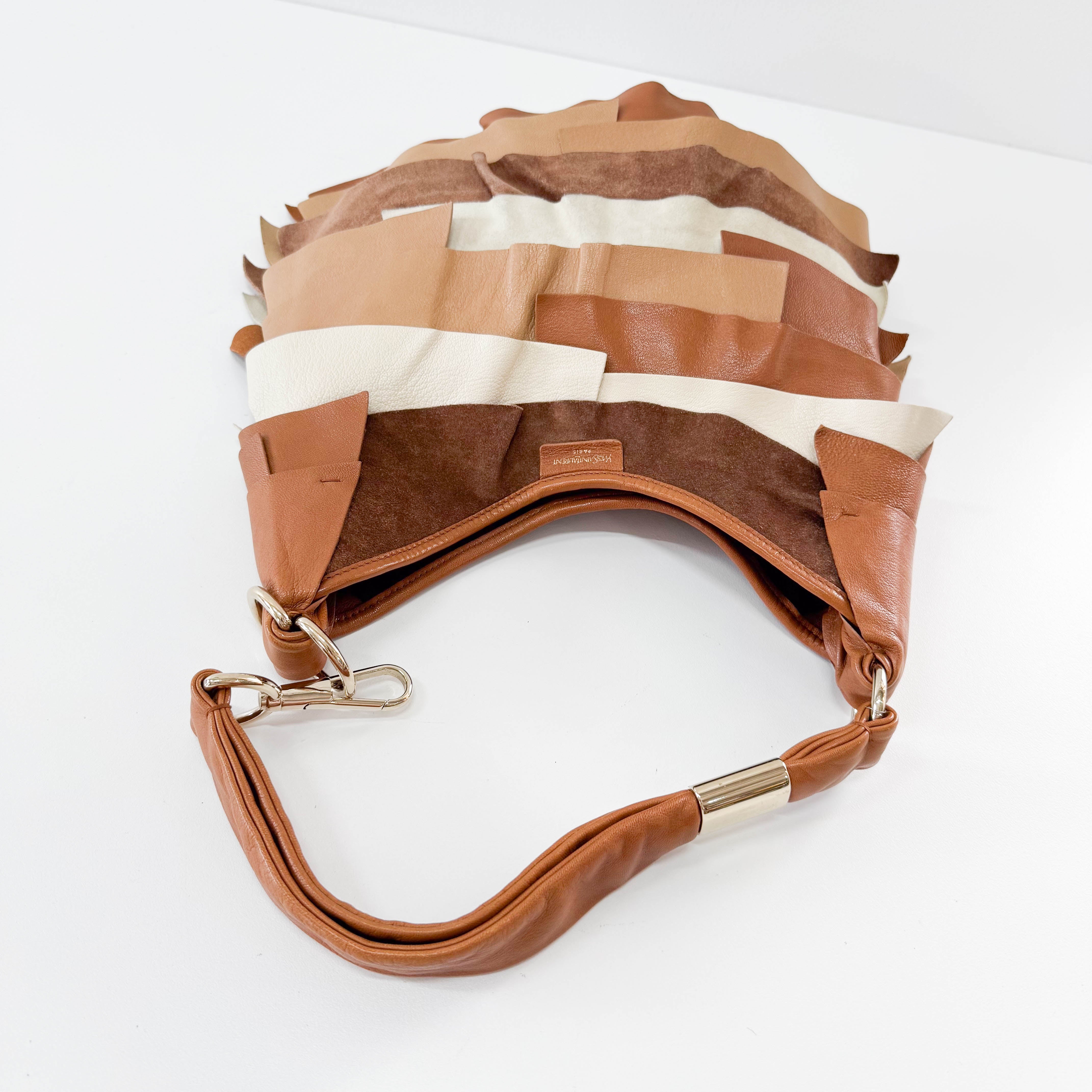 Vintage Brown Mix Leather Shoulder Bag