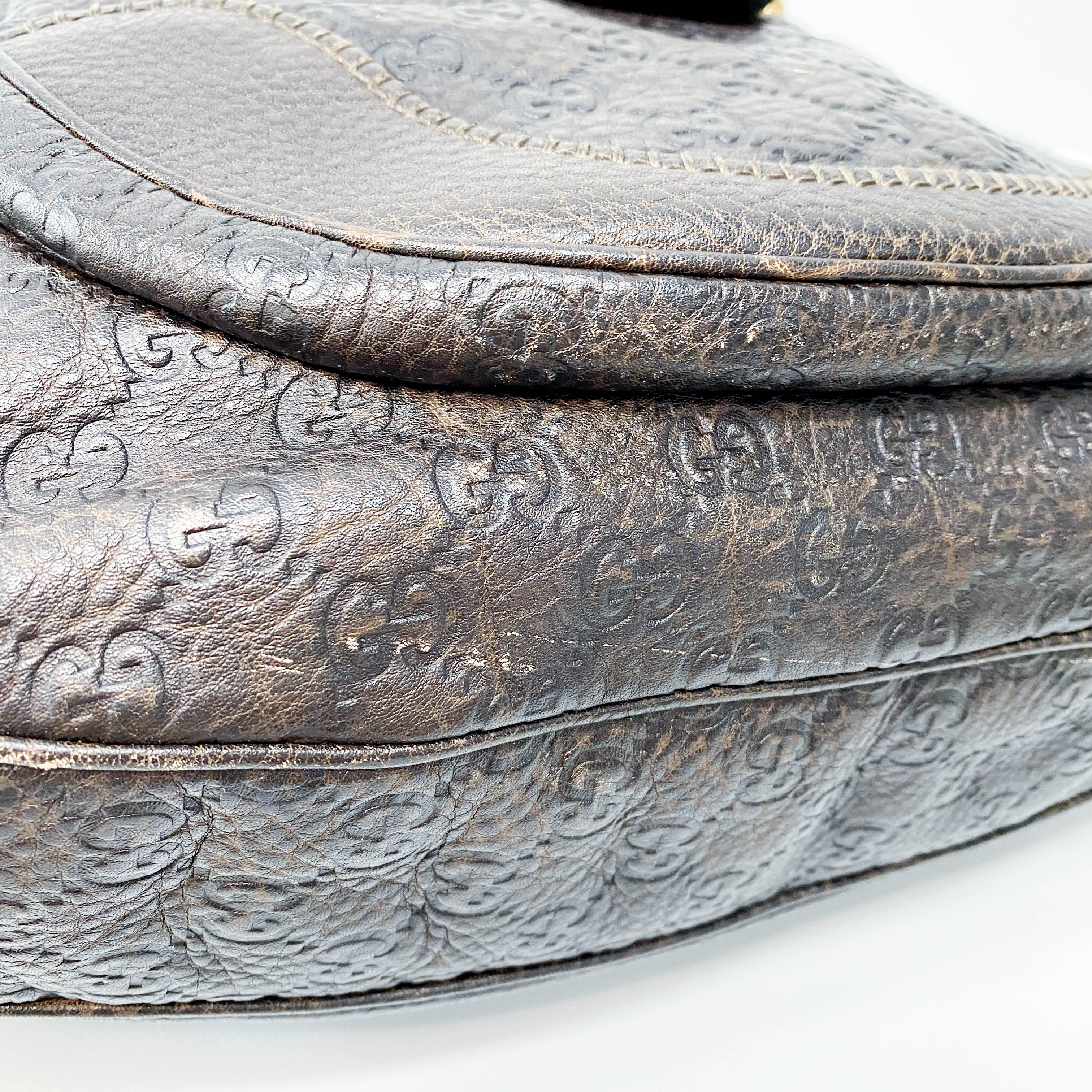 Horsebit Brown GG Canvas Leather Shoulder Bag