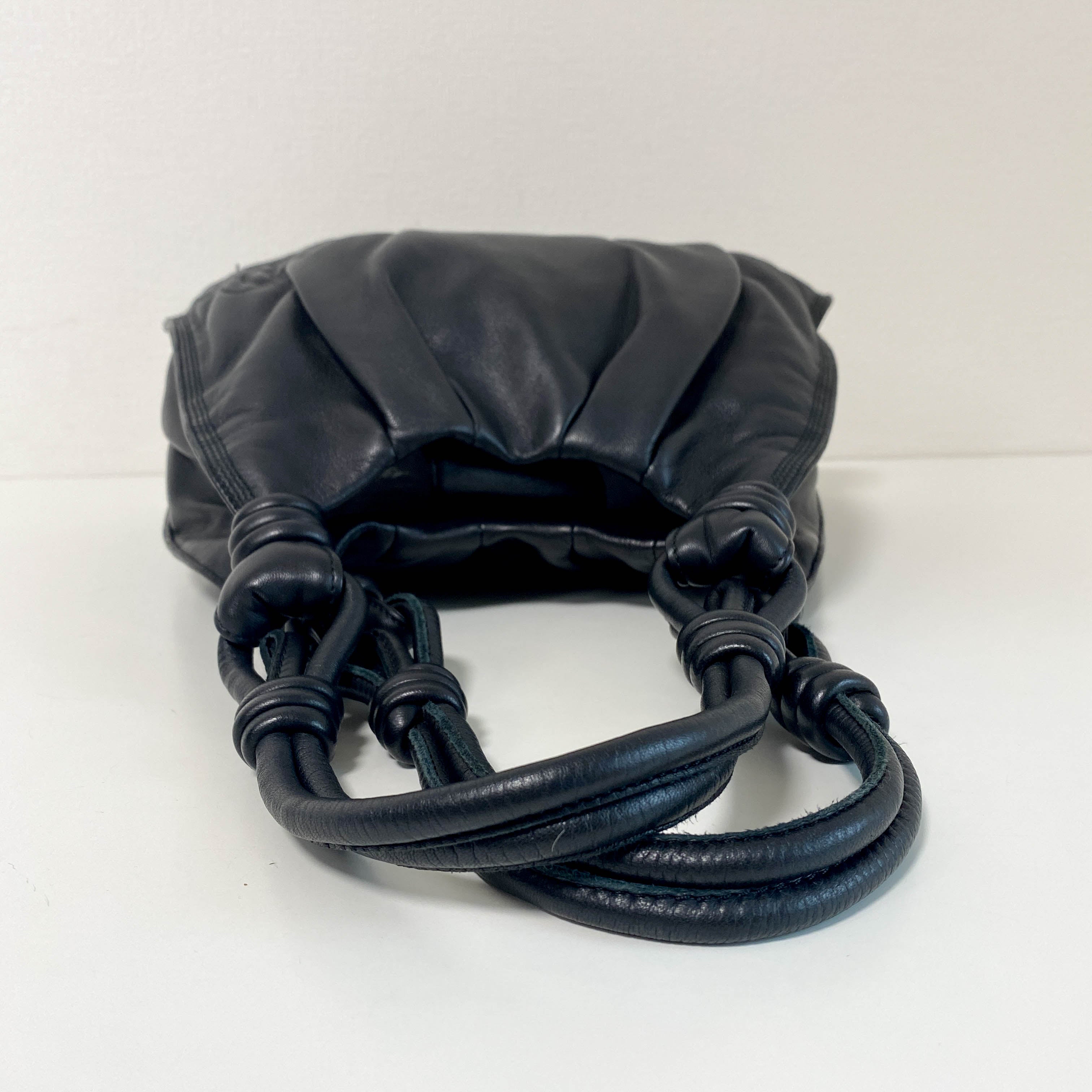 Black Nappa Leather Hobo Shoulder Bag