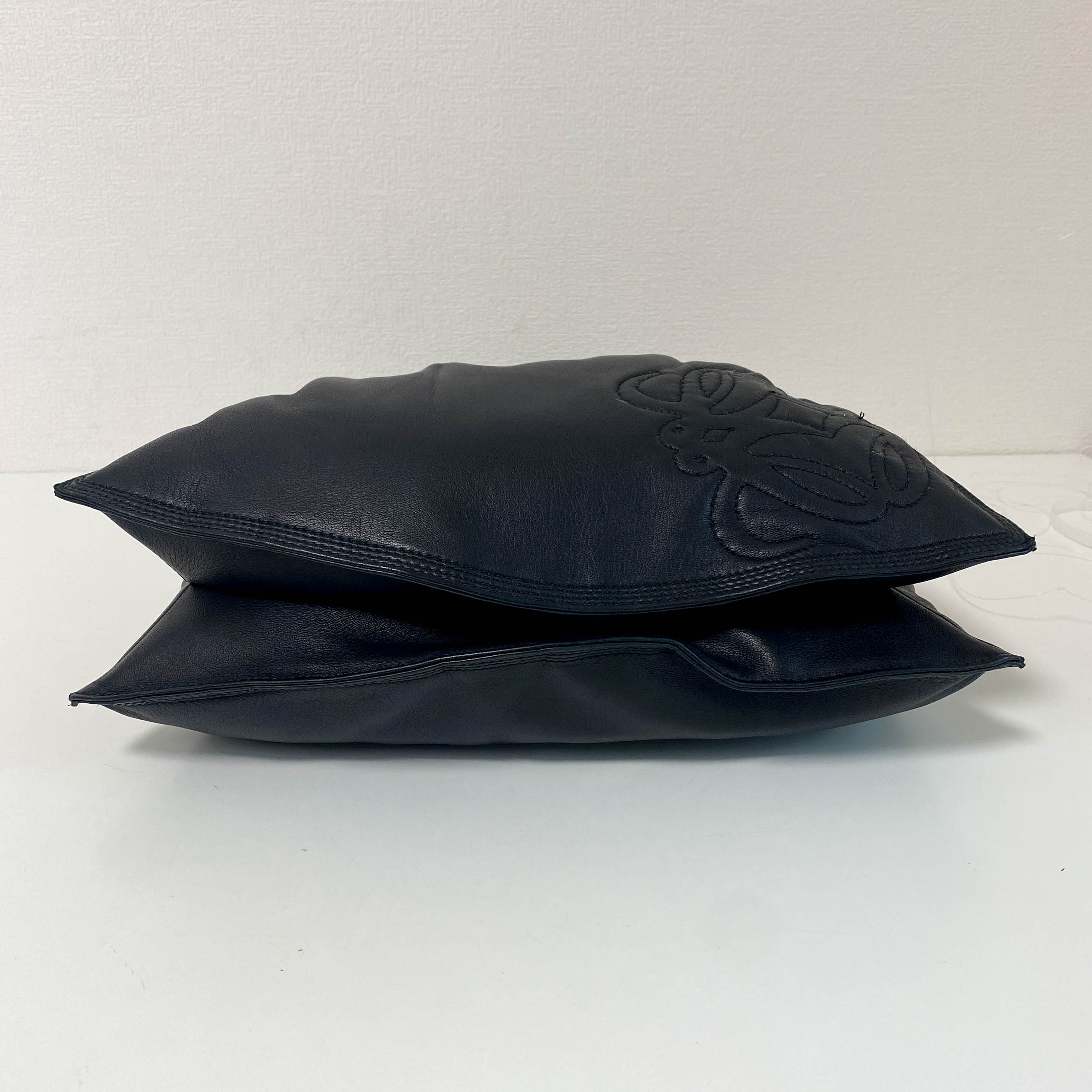 Black Nappa Leather Hobo Shoulder Bag