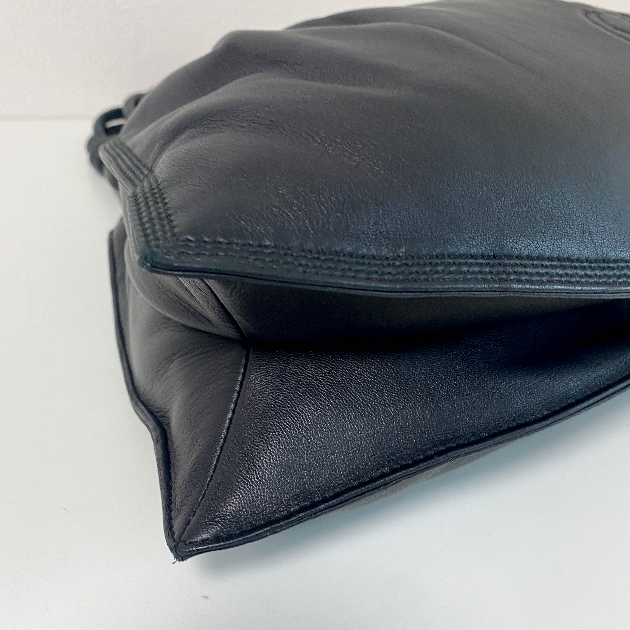Black Nappa Leather Hobo Shoulder Bag