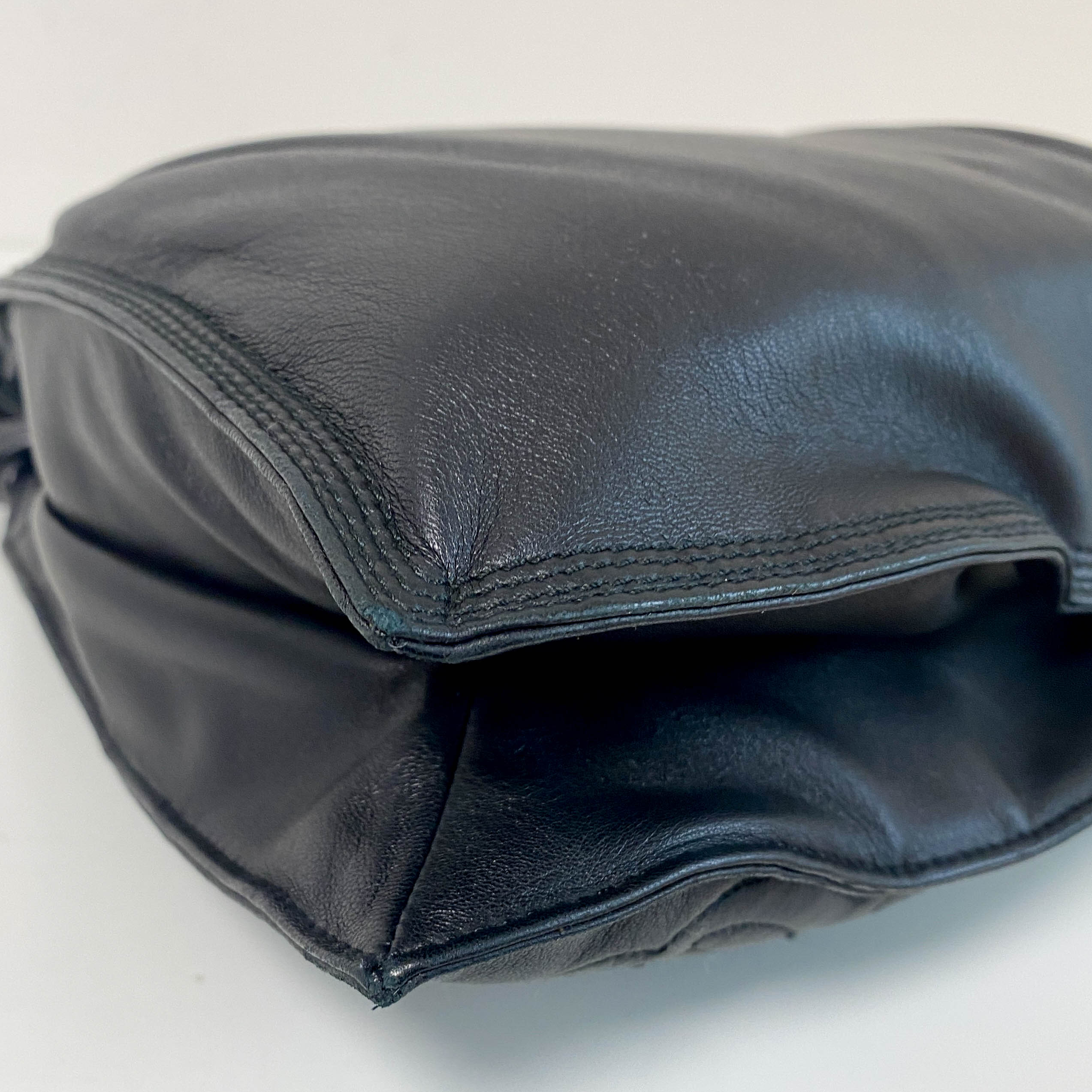 Black Nappa Leather Hobo Shoulder Bag