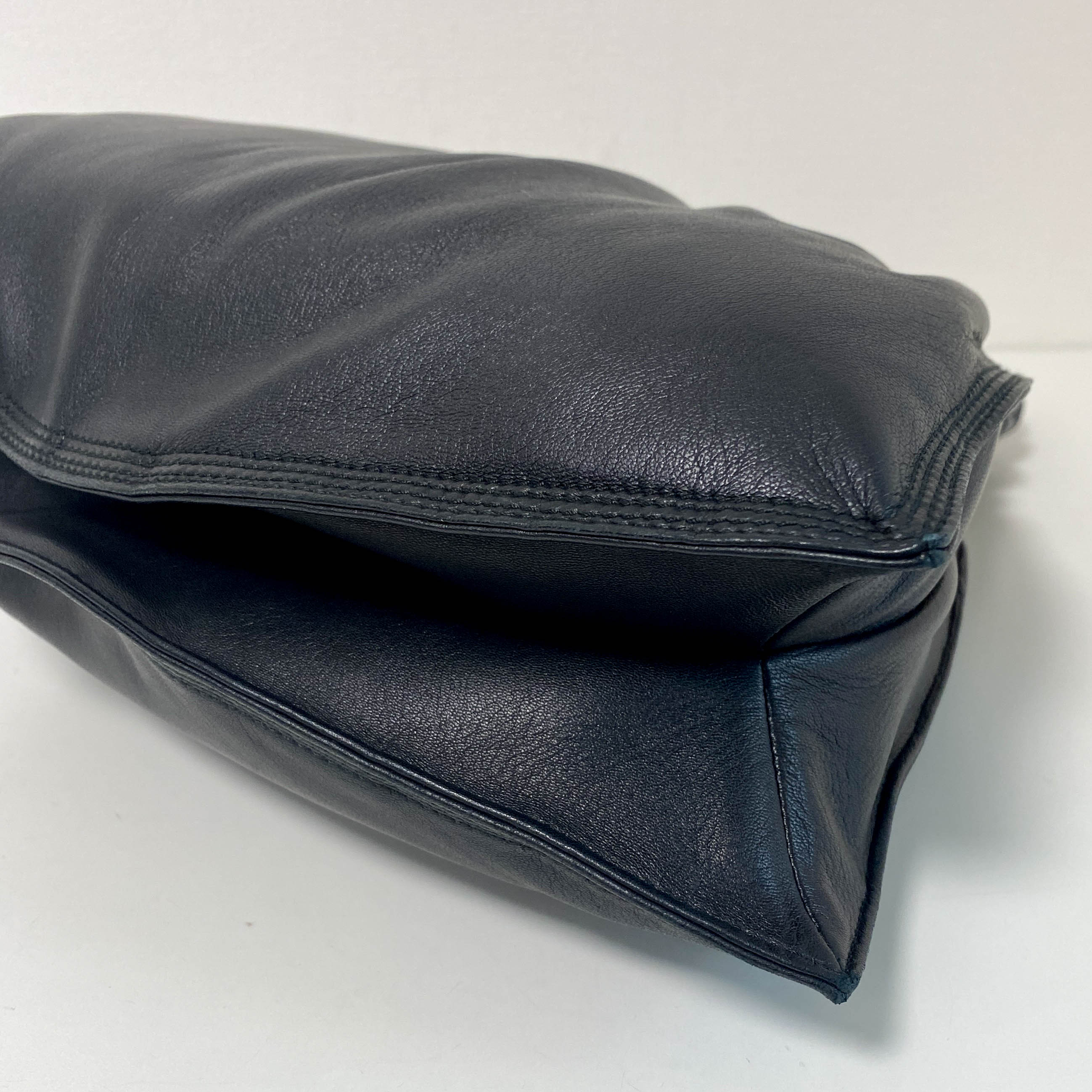 Black Nappa Leather Hobo Shoulder Bag