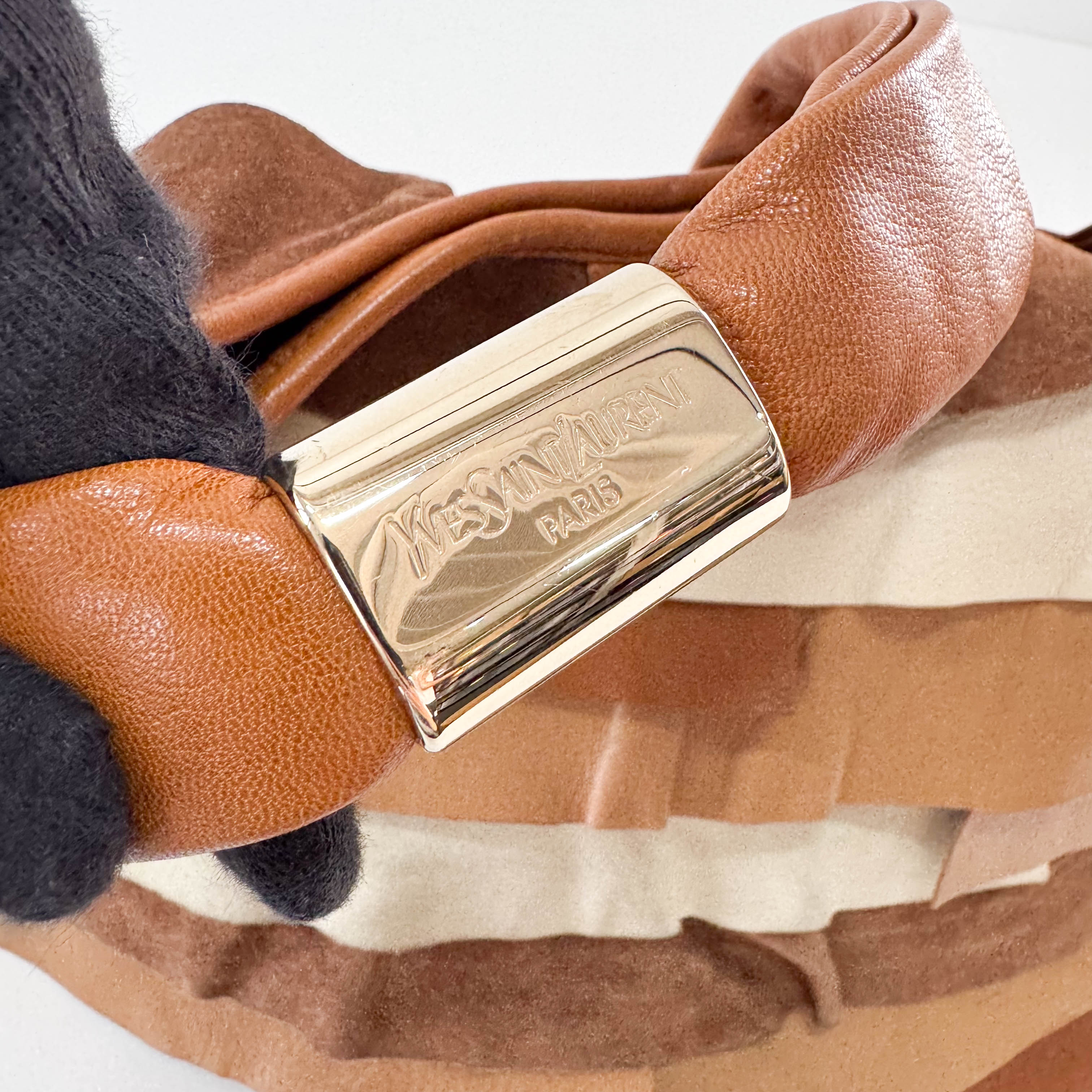 Vintage Brown Mix Leather Shoulder Bag