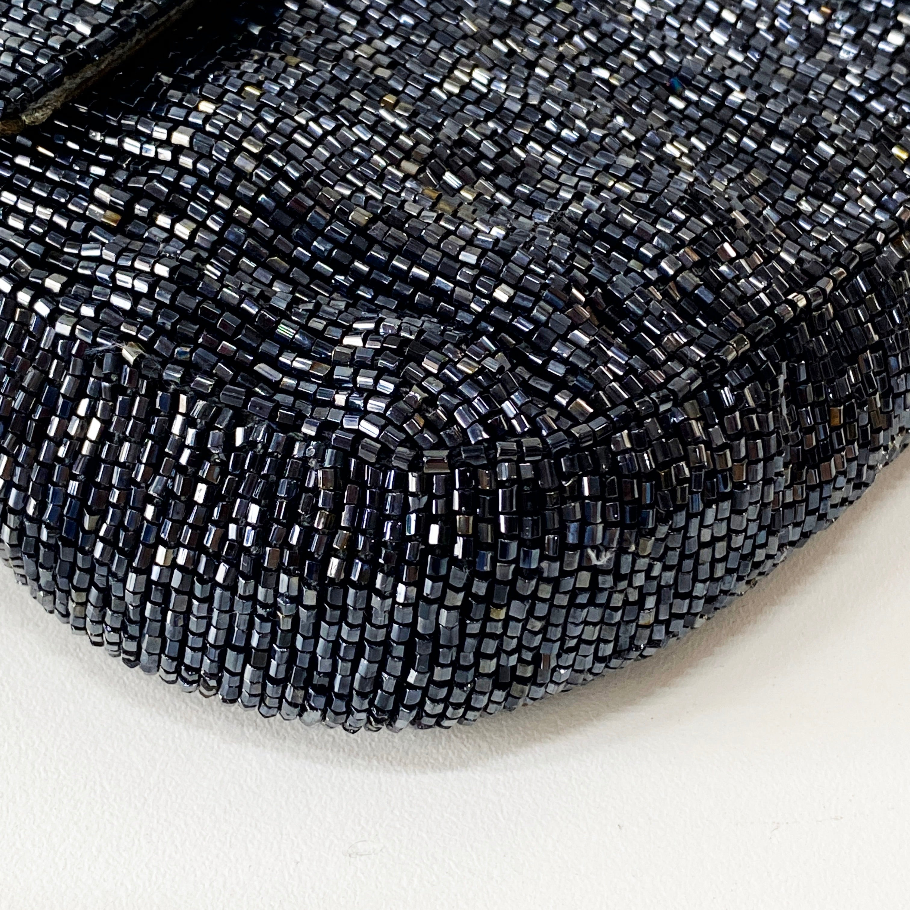 Baguette Silver Beaded & Croc Leather Shoulder Bag