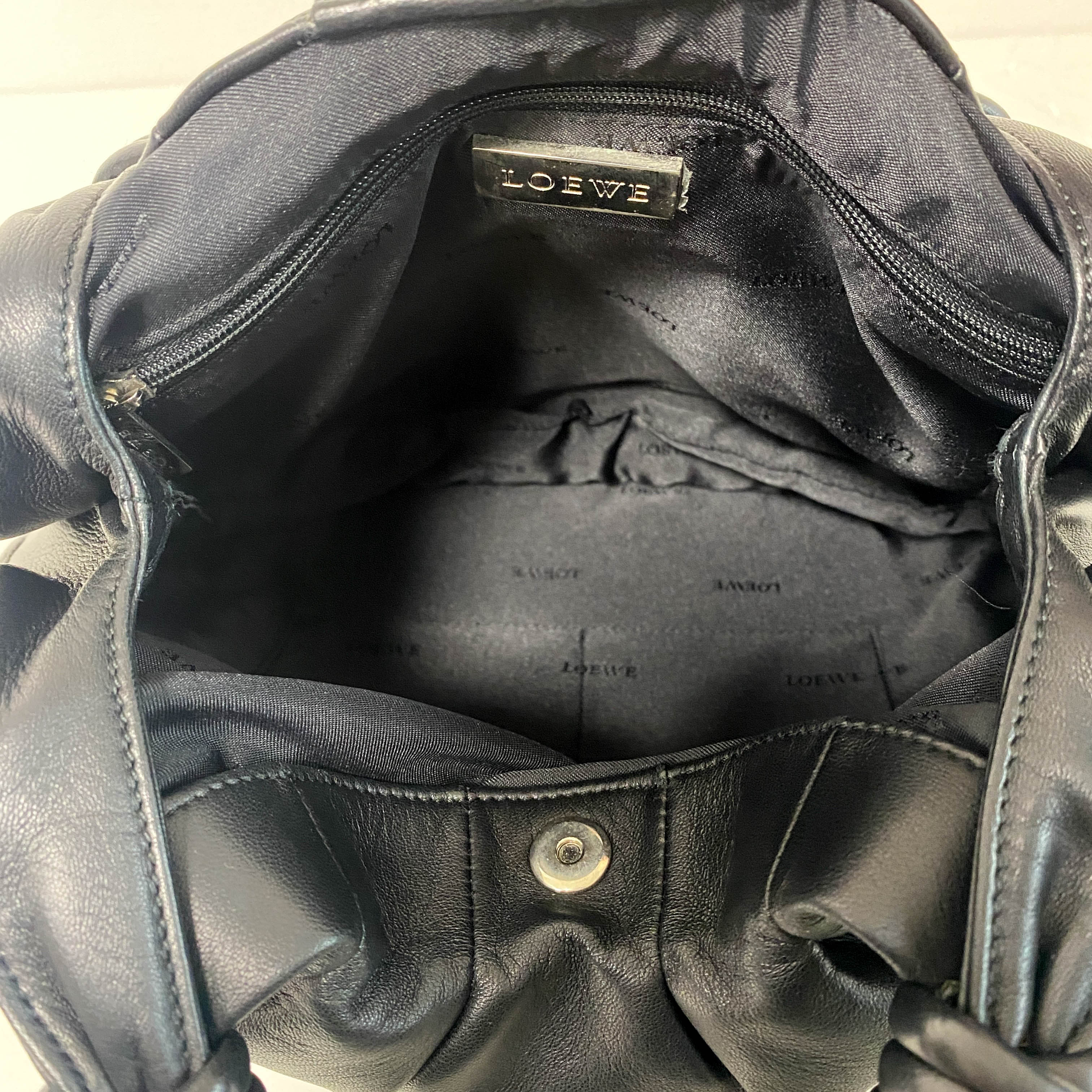 Black Nappa Leather Hobo Shoulder Bag