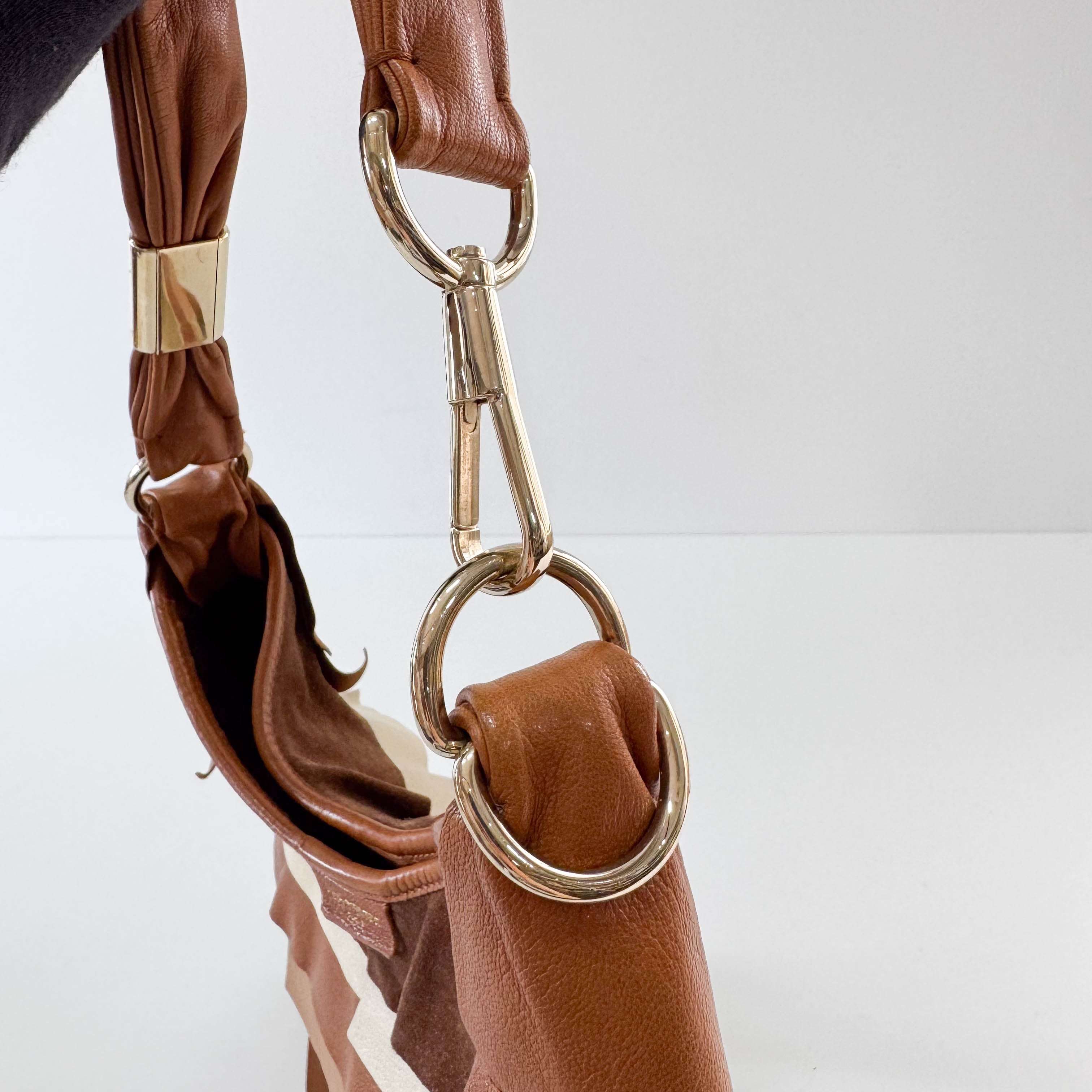 Vintage Brown Mix Leather Shoulder Bag