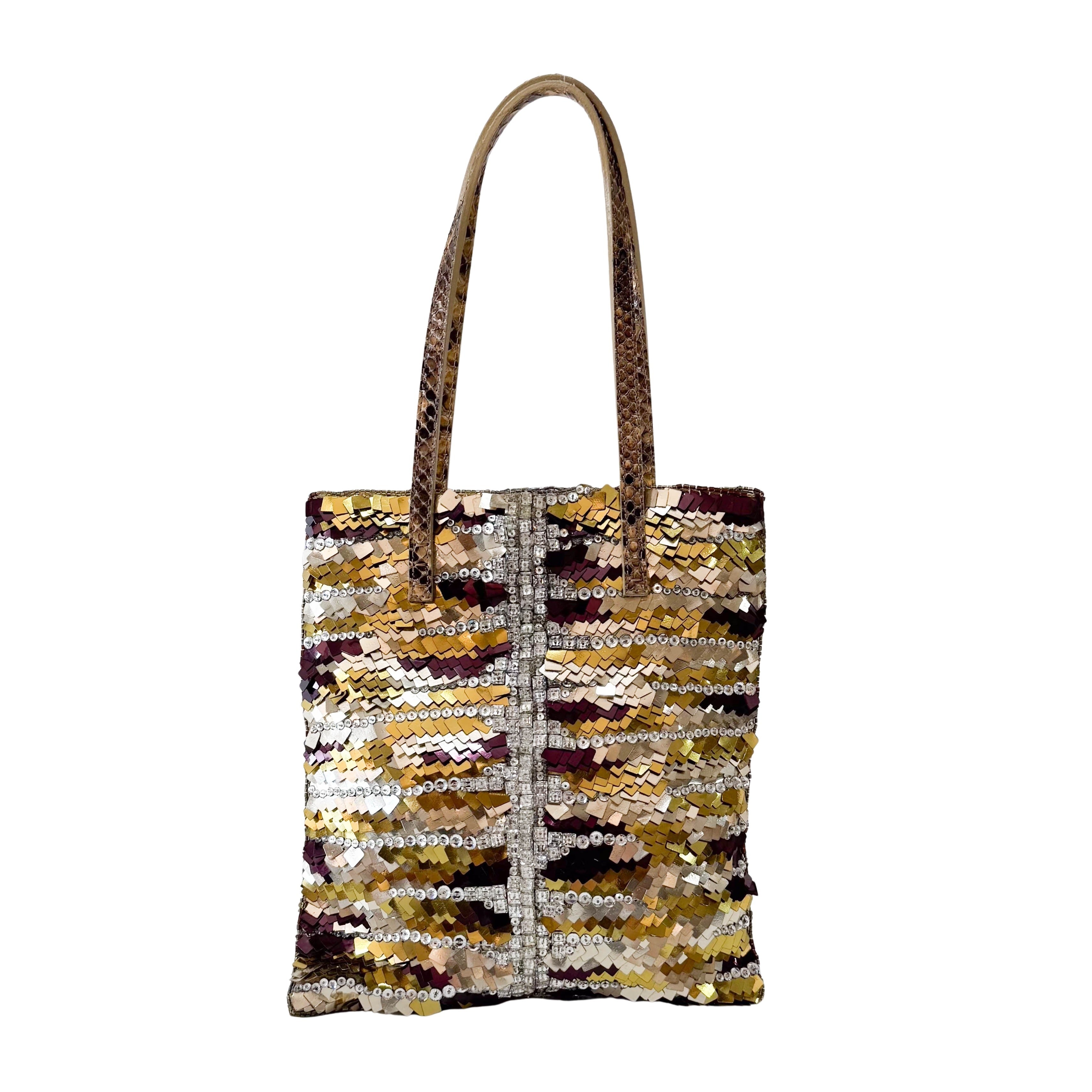 Archive Gold Sequin and Rhinestone Shoulder Bag