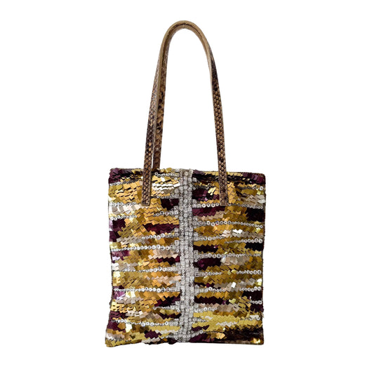 Archive Gold Sequin and Rhinestone Shoulder Bag