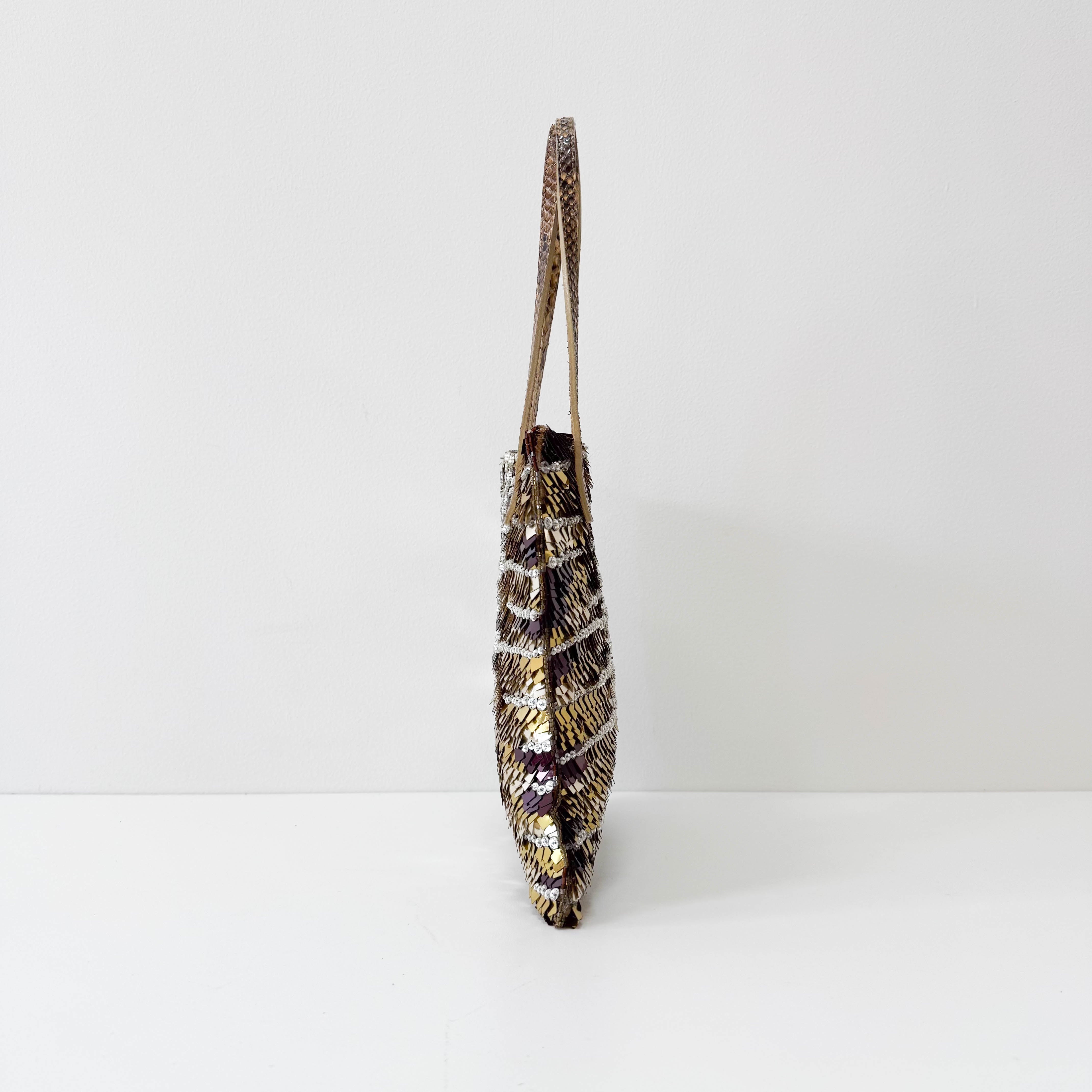 Archive Gold Sequin and Rhinestone Shoulder Bag