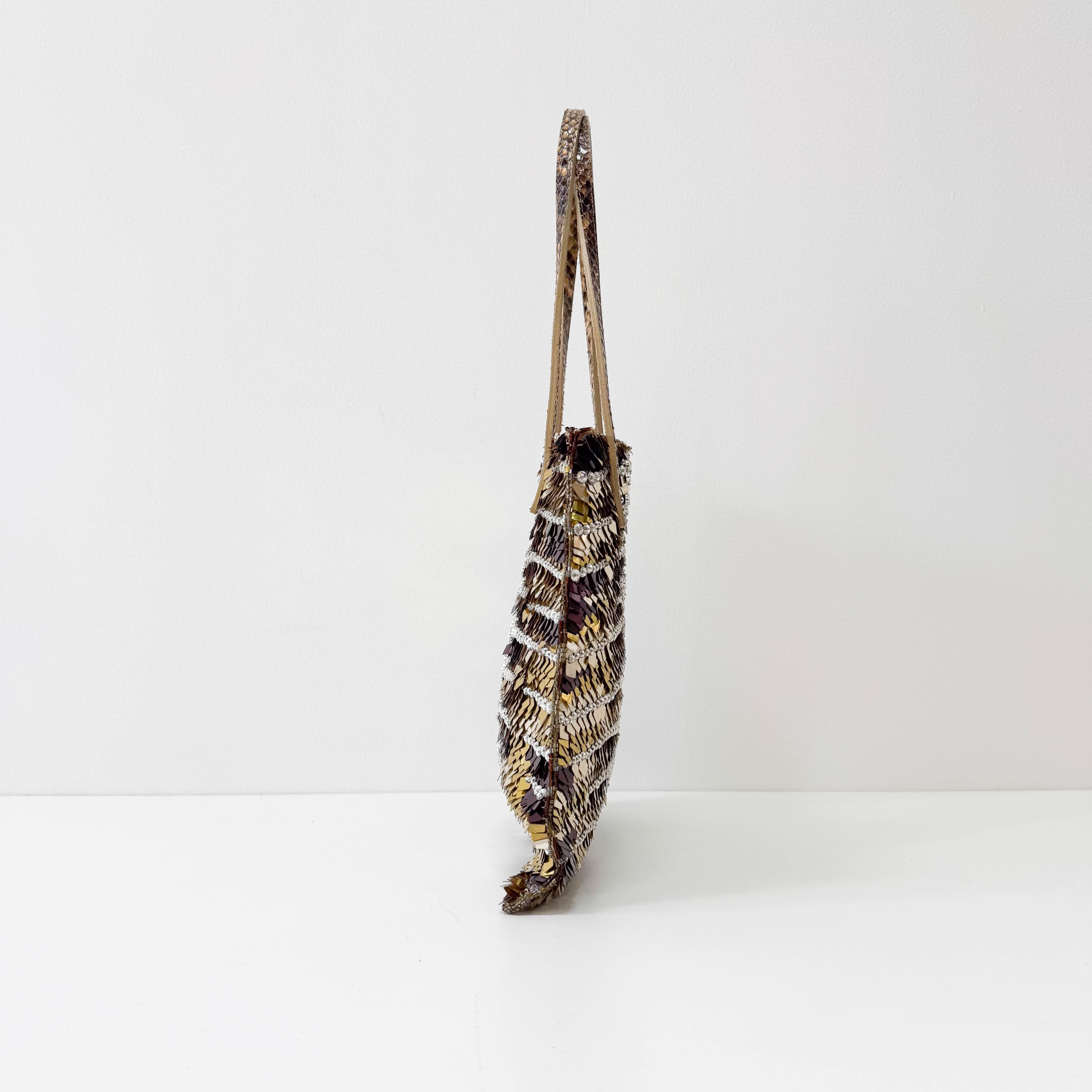 Archive Gold Sequin and Rhinestone Shoulder Bag