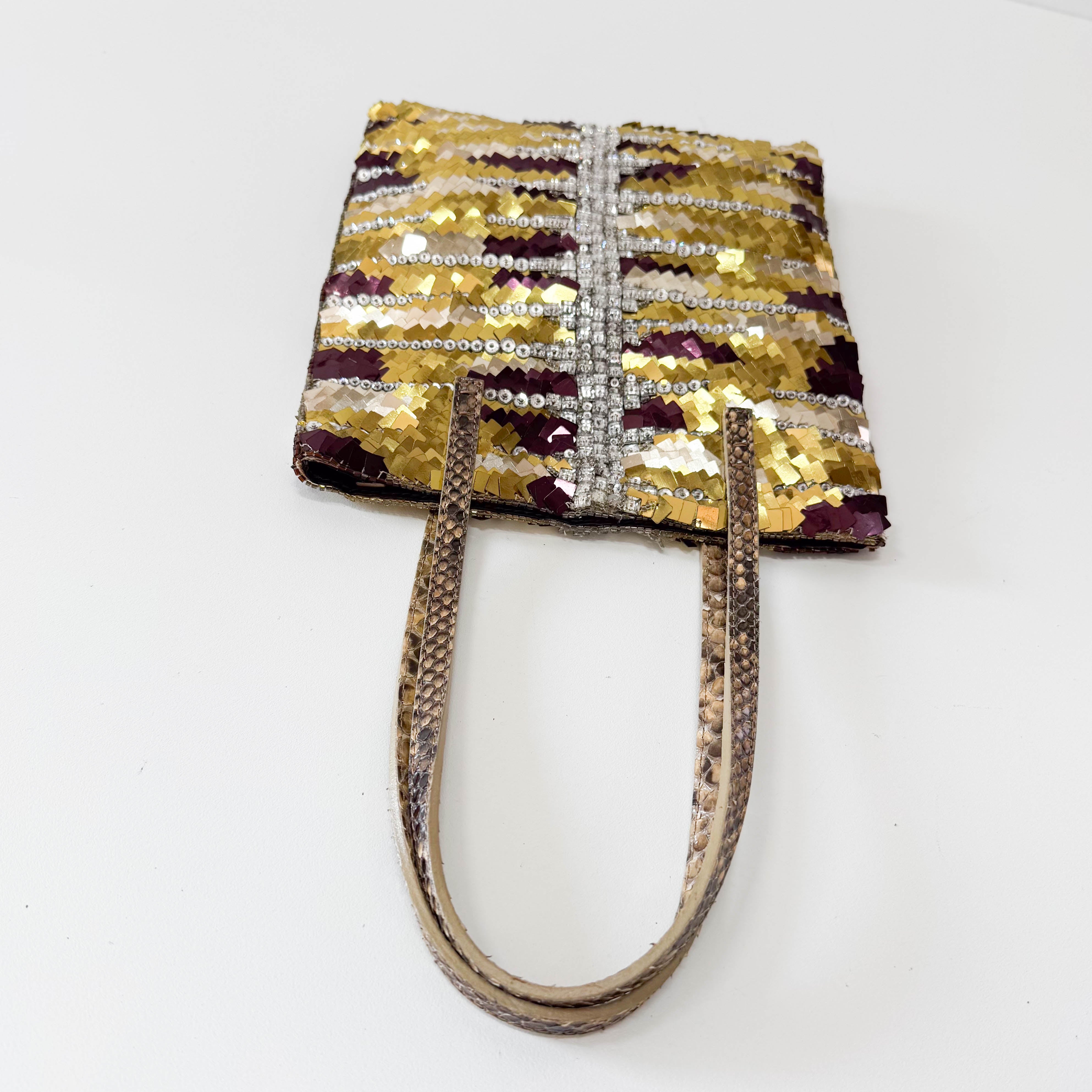 Archive Gold Sequin and Rhinestone Shoulder Bag