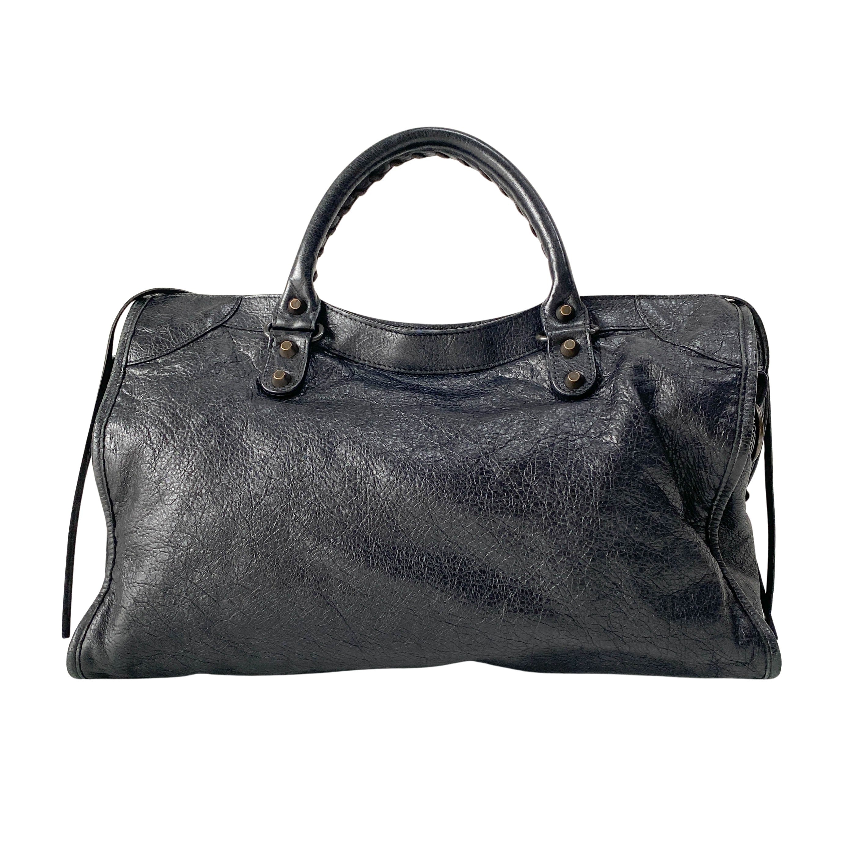 The City Black Leather Two Way Bag