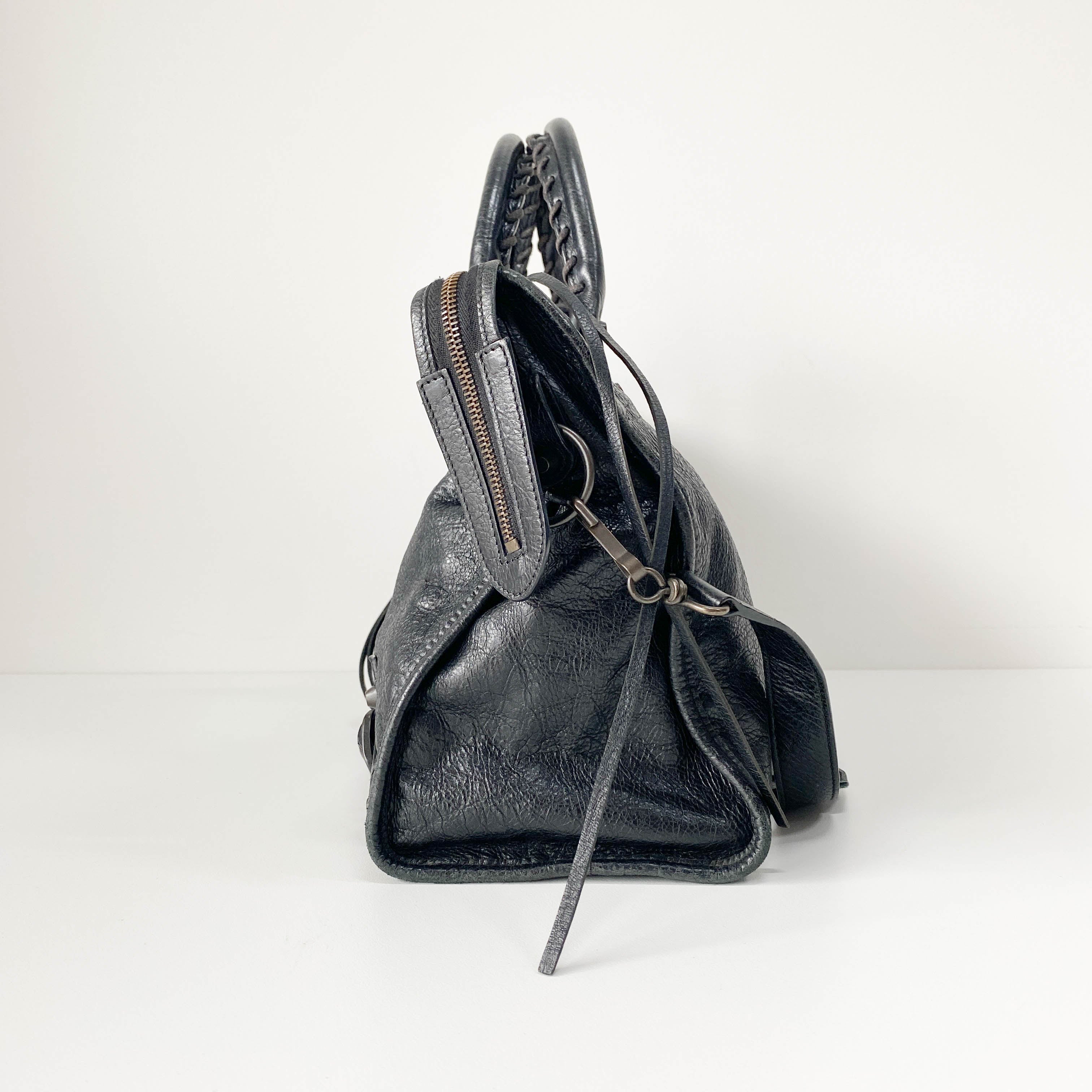 The City Black Leather Two Way Bag