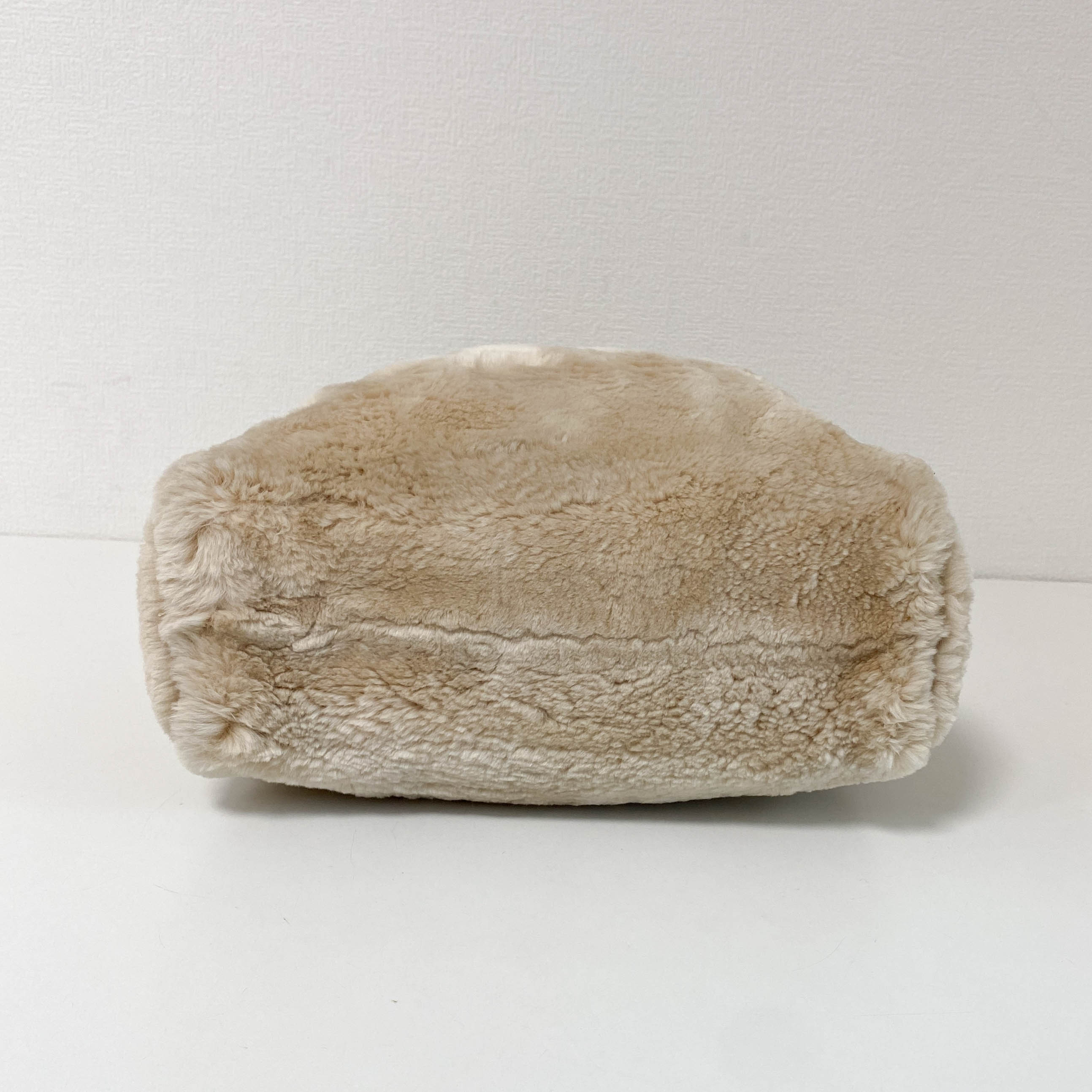 Beige Fur Top Handle Bag