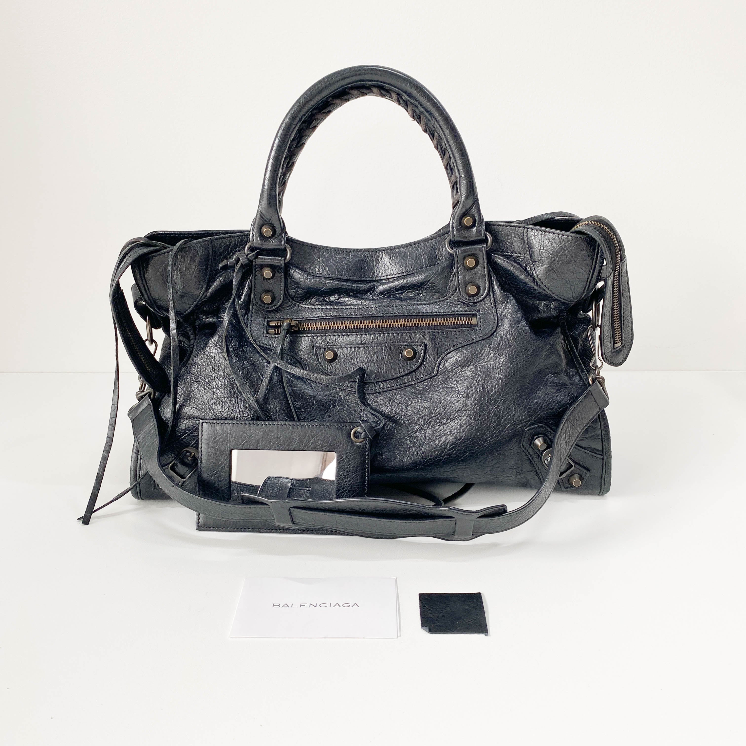 The City Black Leather Two Way Bag