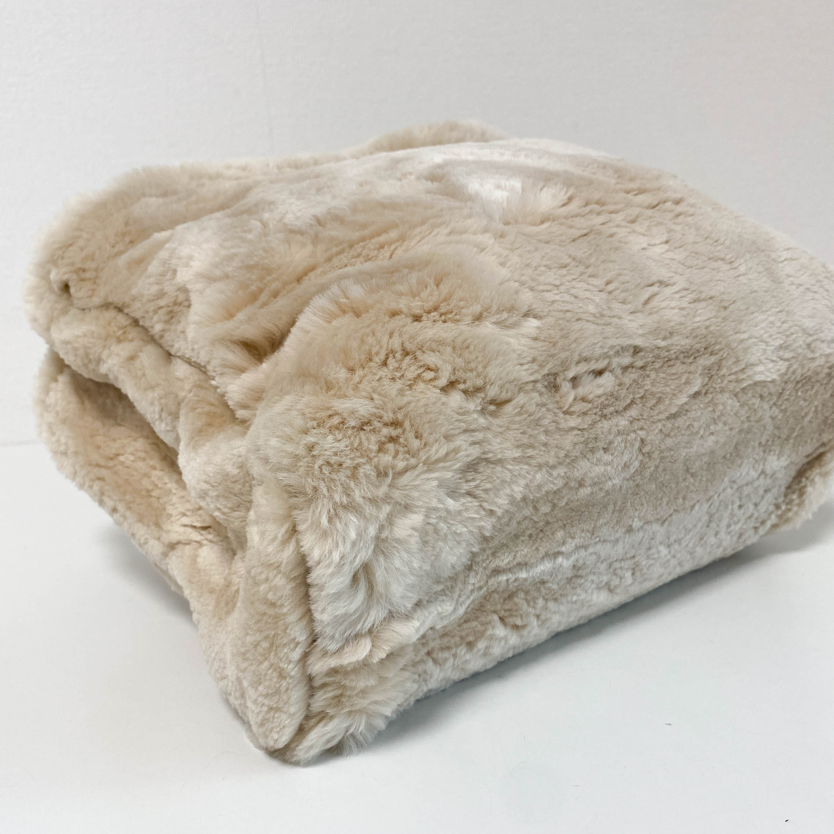 Beige Fur Top Handle Bag